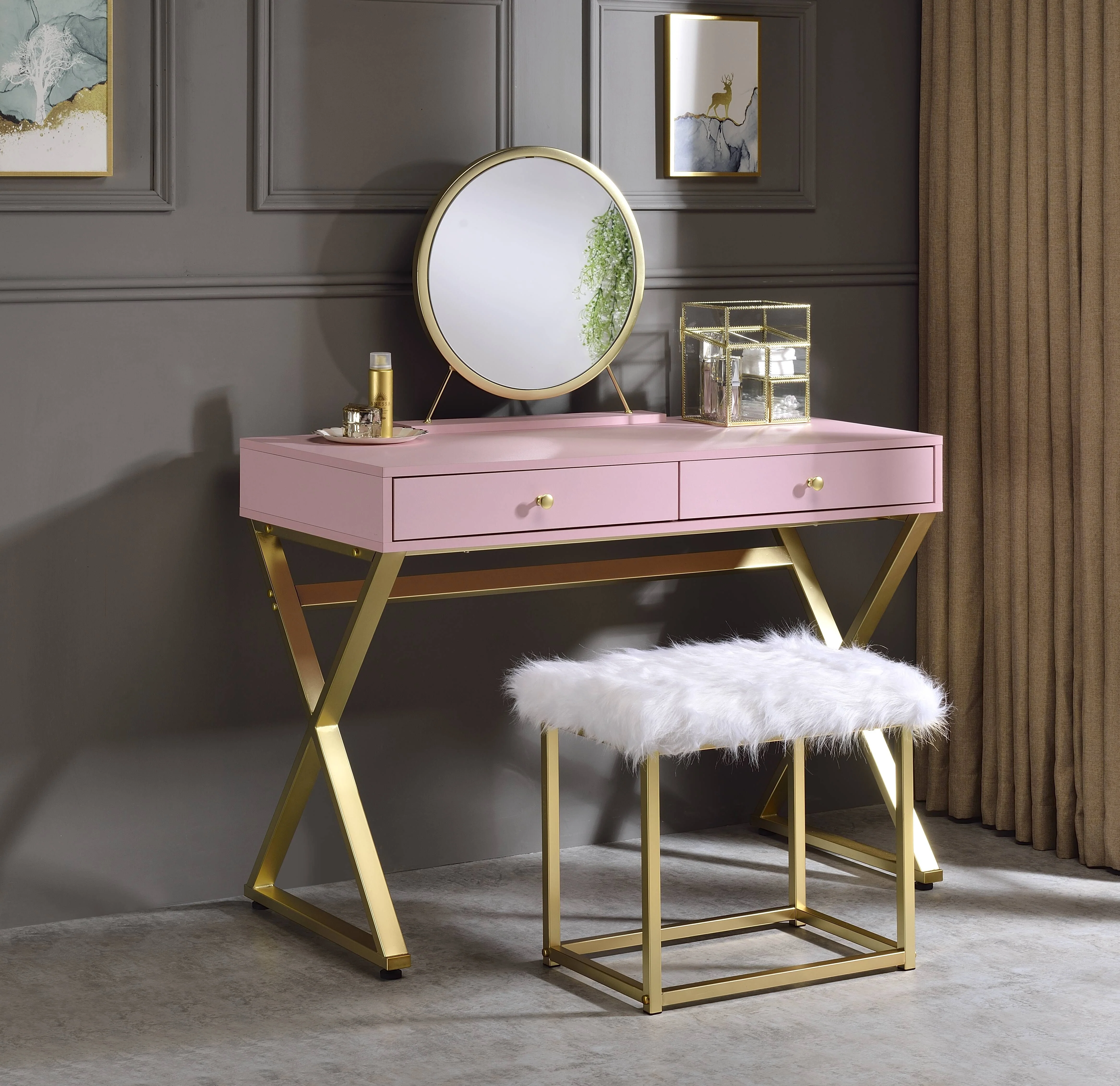 Adao Vanity Mirror & Stool - Image 9