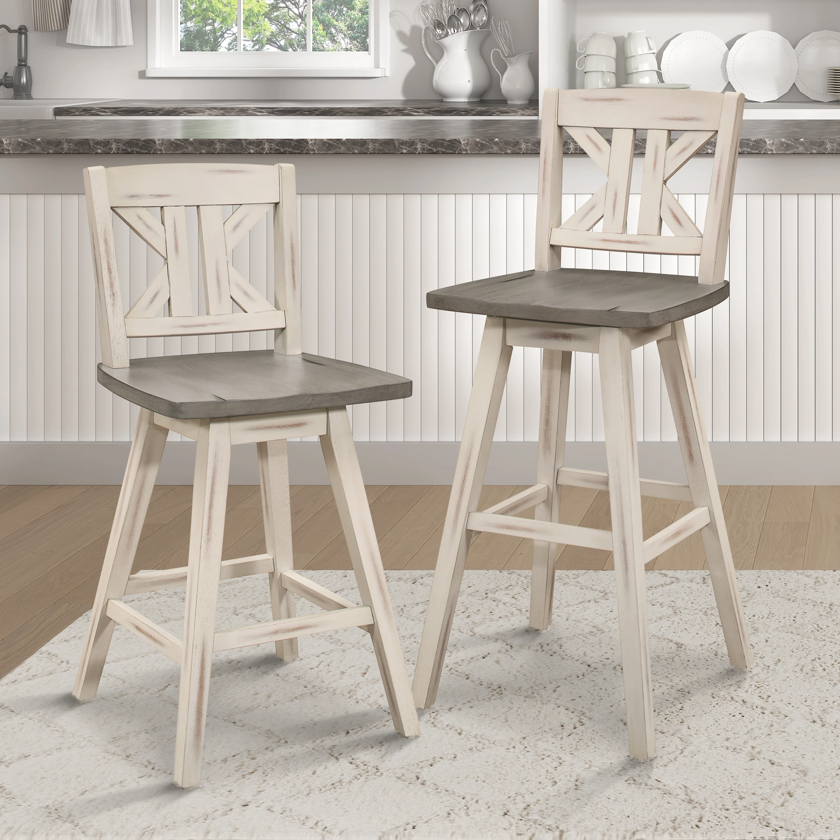 Amsonia Swivel Counter Height Chair in White/Gray - 5602-24WTS1 - Image 5