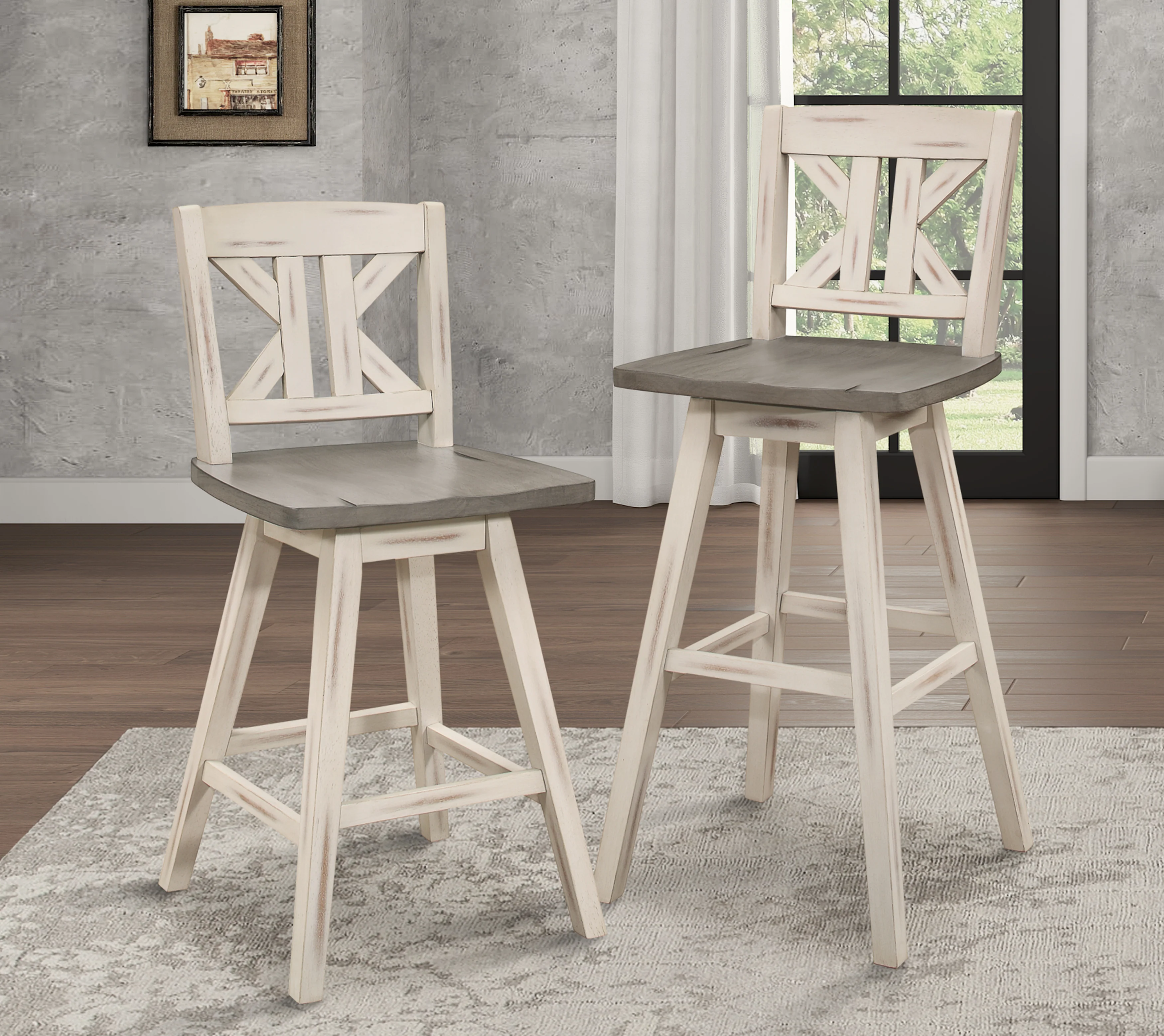 Amsonia Swivel Counter Height Chair in White/Gray - 5602-24WTS1 - Image 6