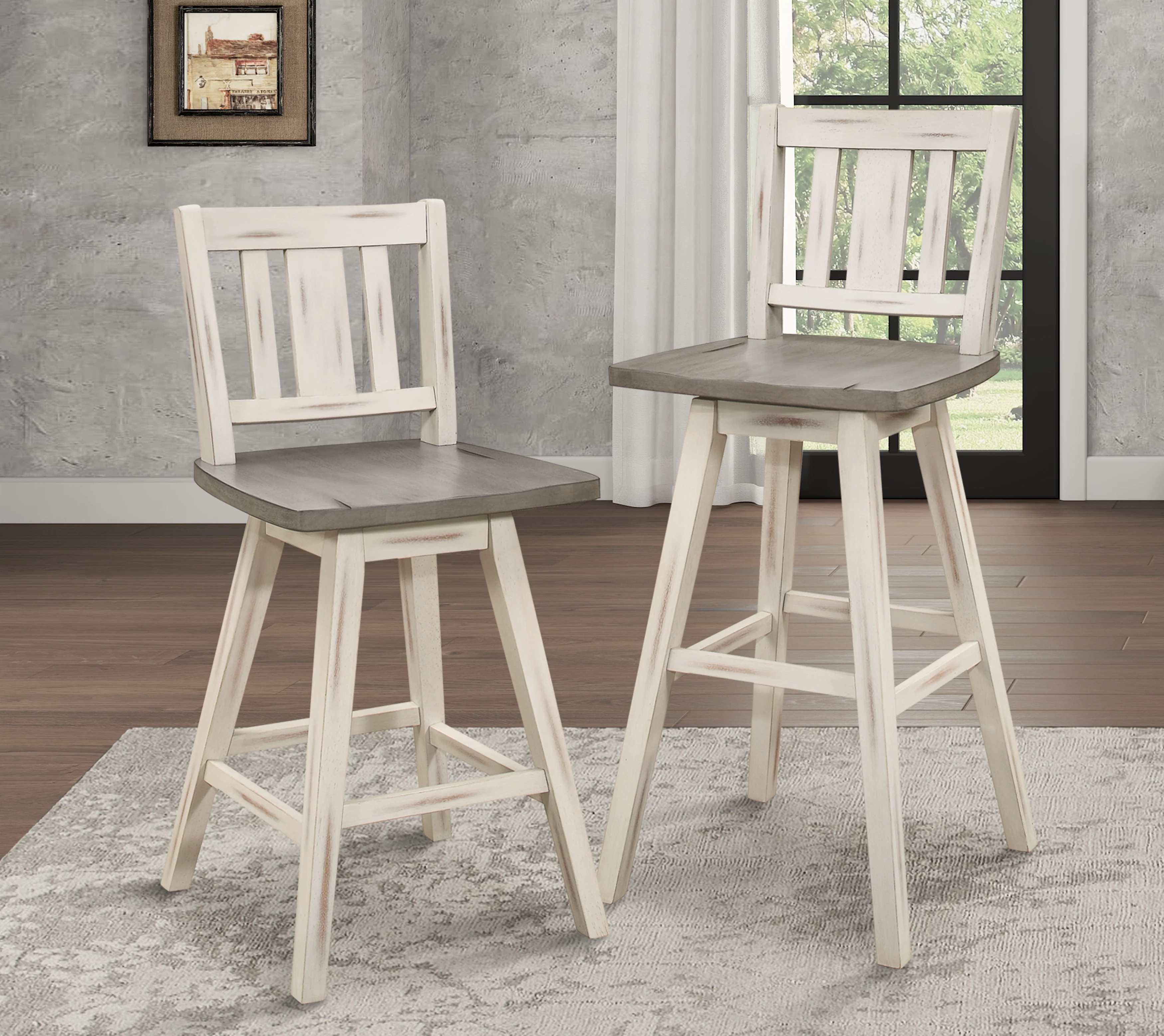 Amsonia Swivel Counter Height Chair in White/Gray - 5602-24WTS2 - Image 5
