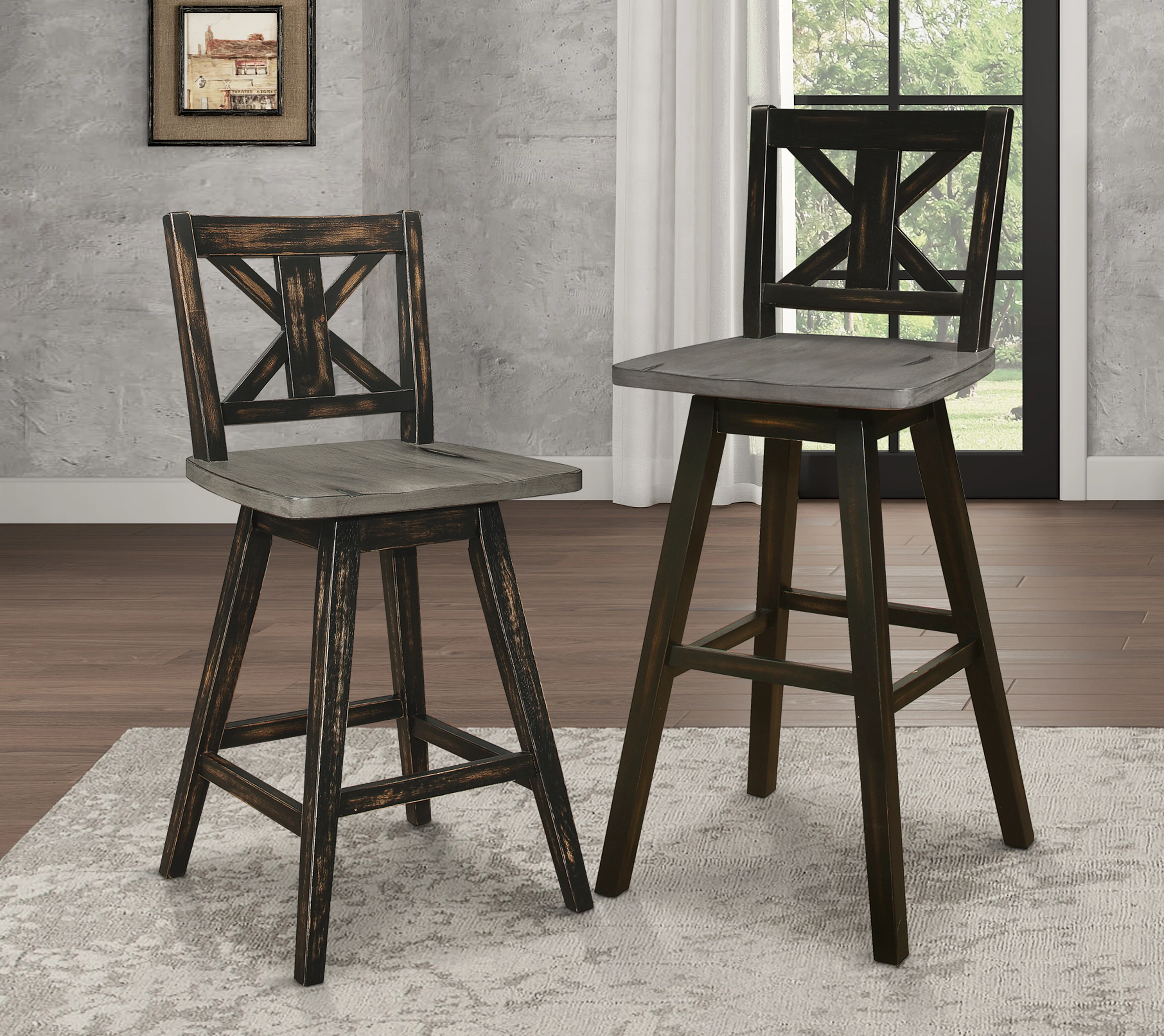 Amsonia Swivel Pub Height Chair in Black/Gray - 5602-29BK - Image 5