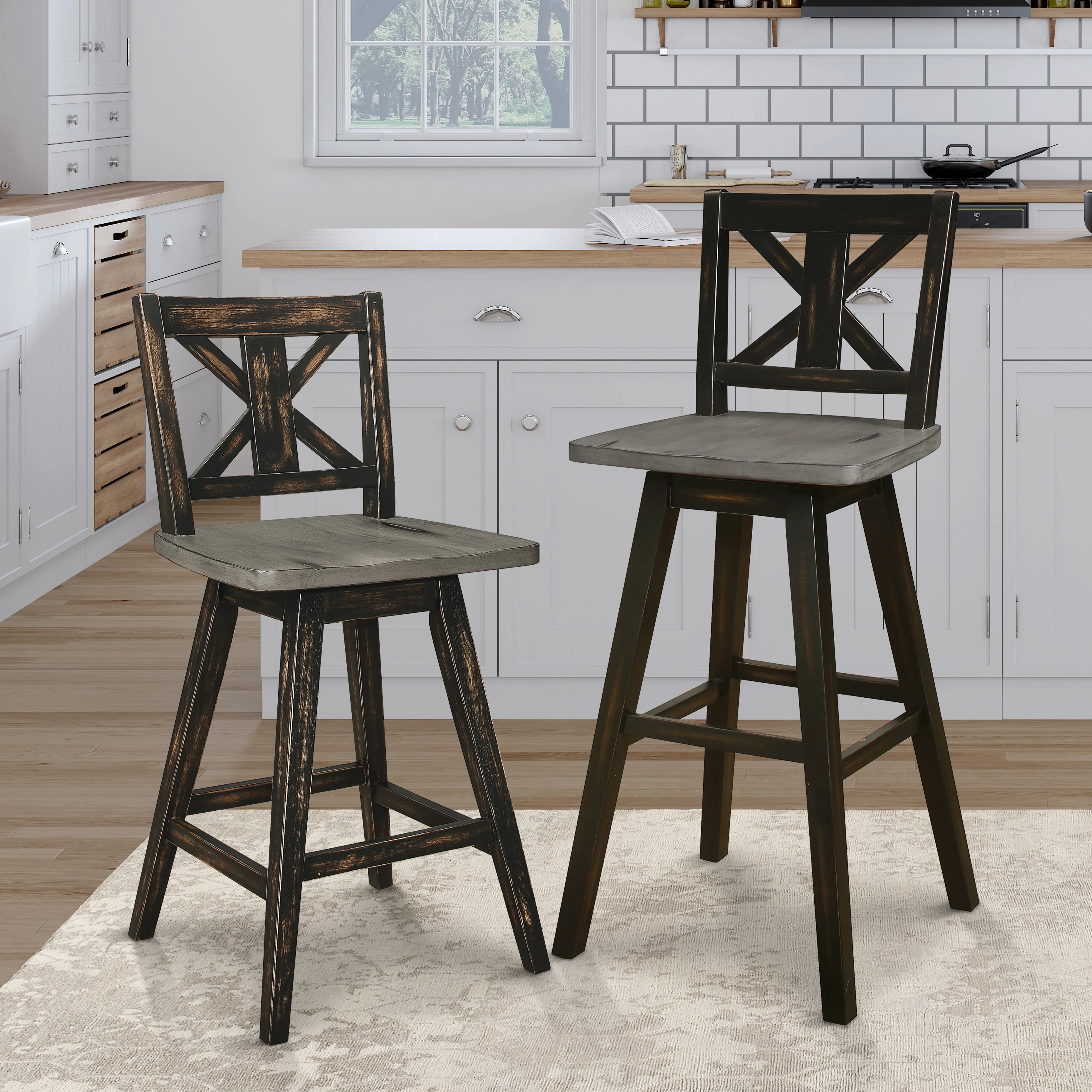 Amsonia Swivel Pub Height Chair in Black/Gray - 5602-29BK - Image 6