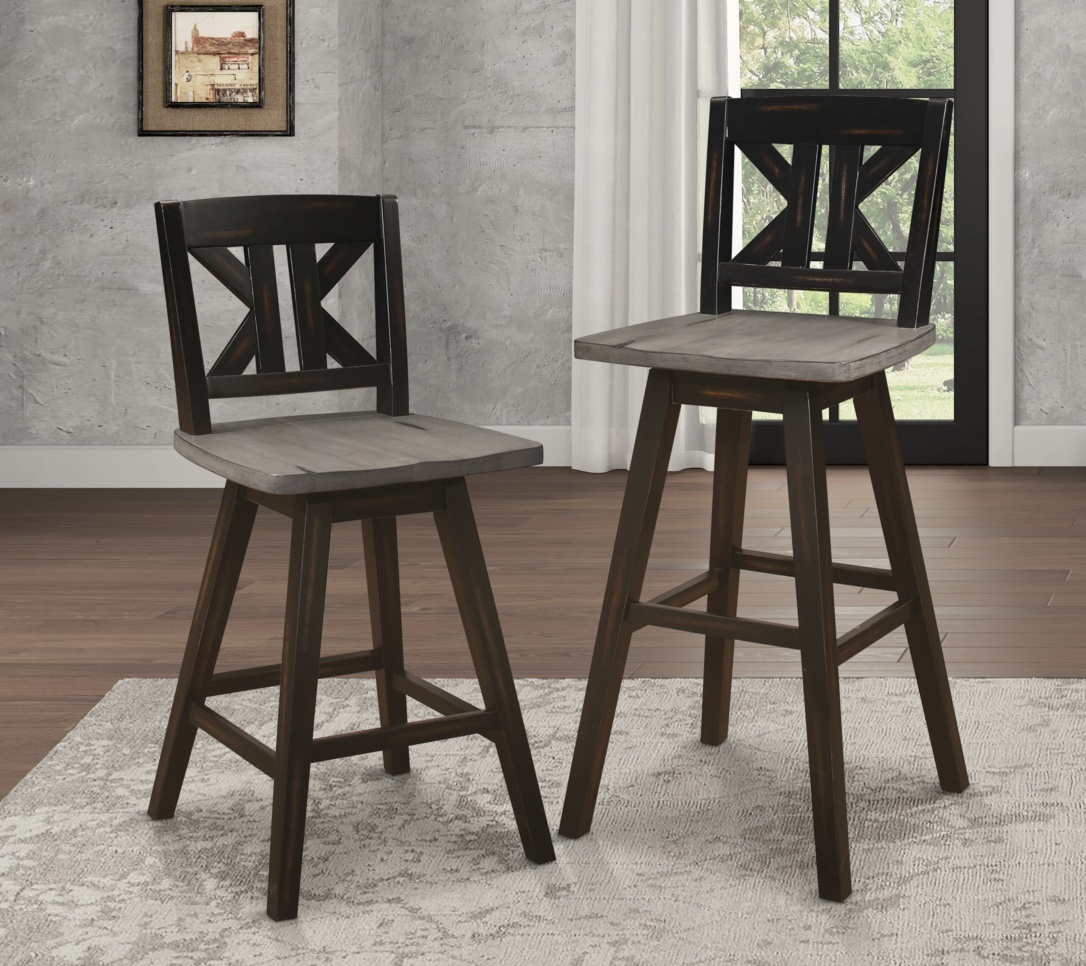 Amsonia Swivel Pub Height Chair in Black/Gray - 5602-29BKS1 - Image 5