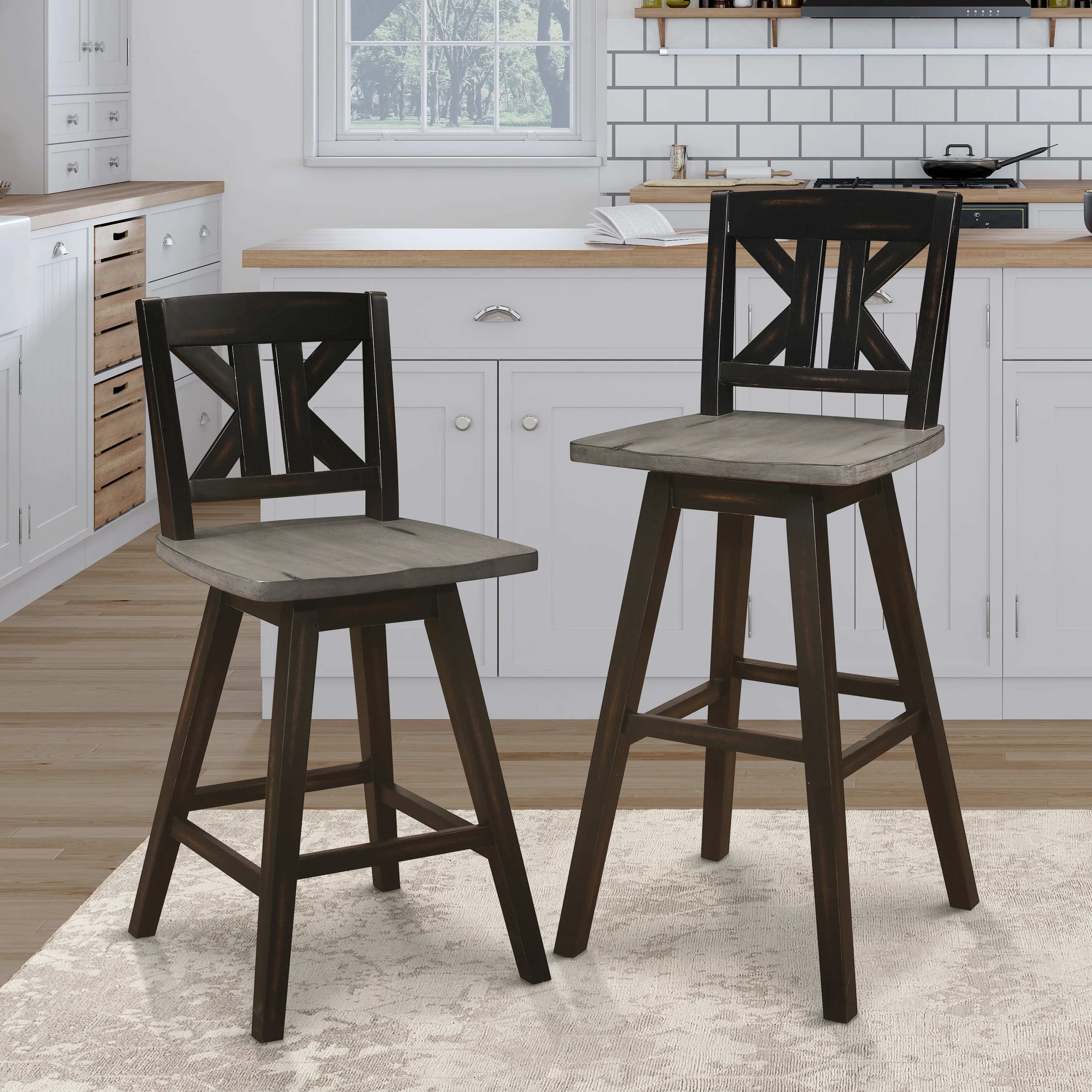 Amsonia Swivel Pub Height Chair in Black/Gray - 5602-29BKS1 - Image 6