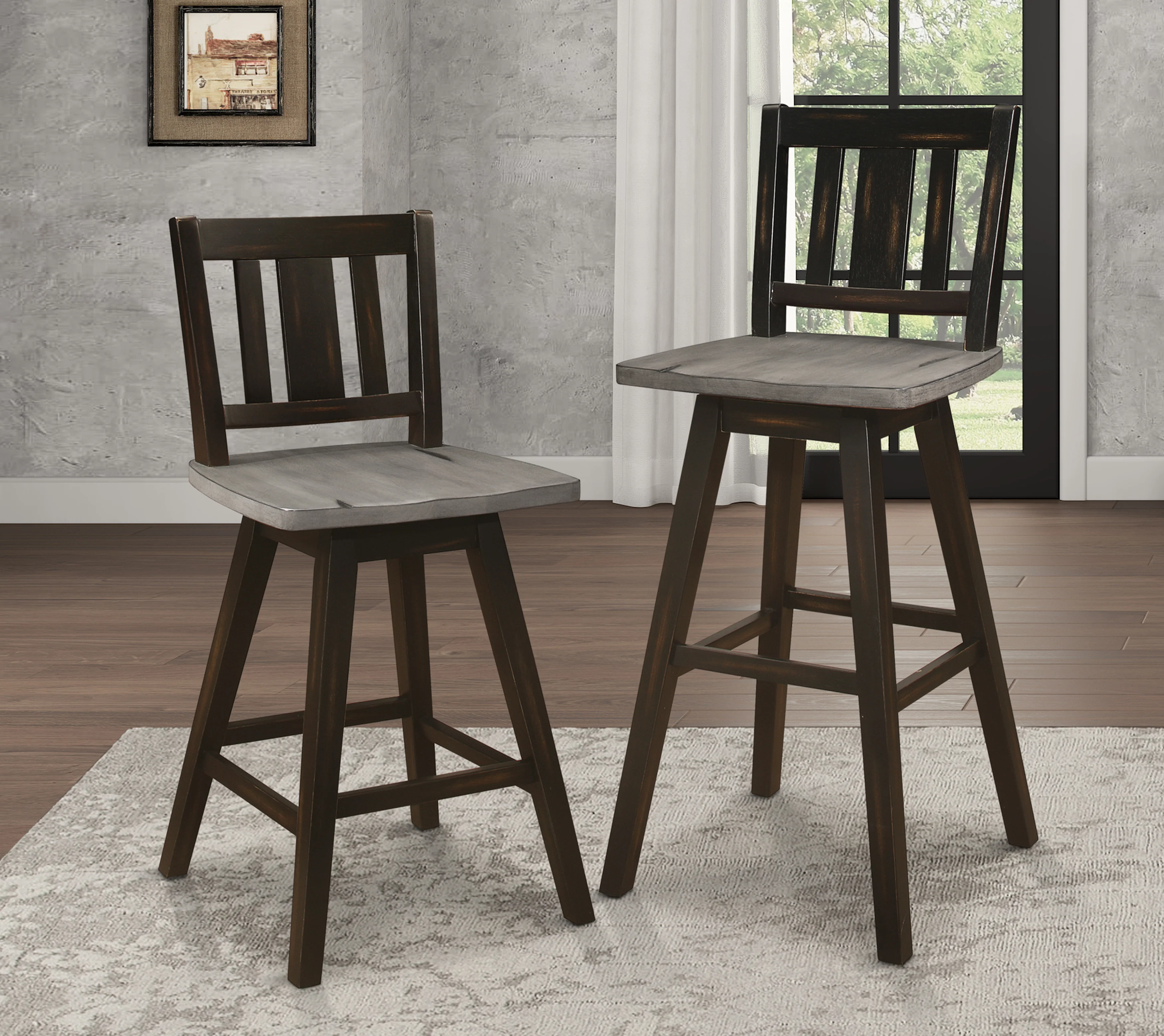 Amsonia Swivel Pub Height Chair in Black/Gray - 5602-29BKS2 - Image 5