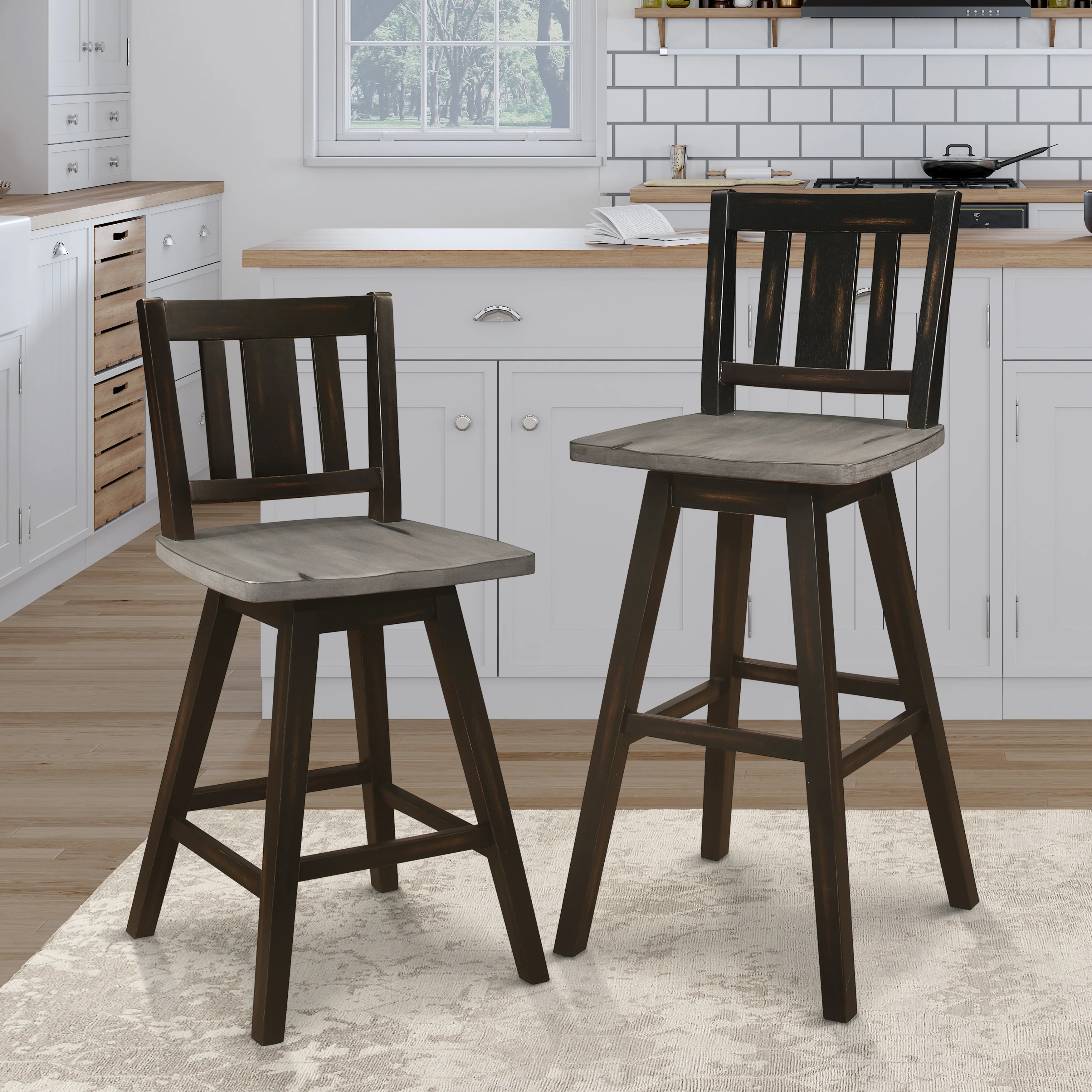 Amsonia Swivel Pub Height Chair in Black/Gray - 5602-29BKS2 - Image 6