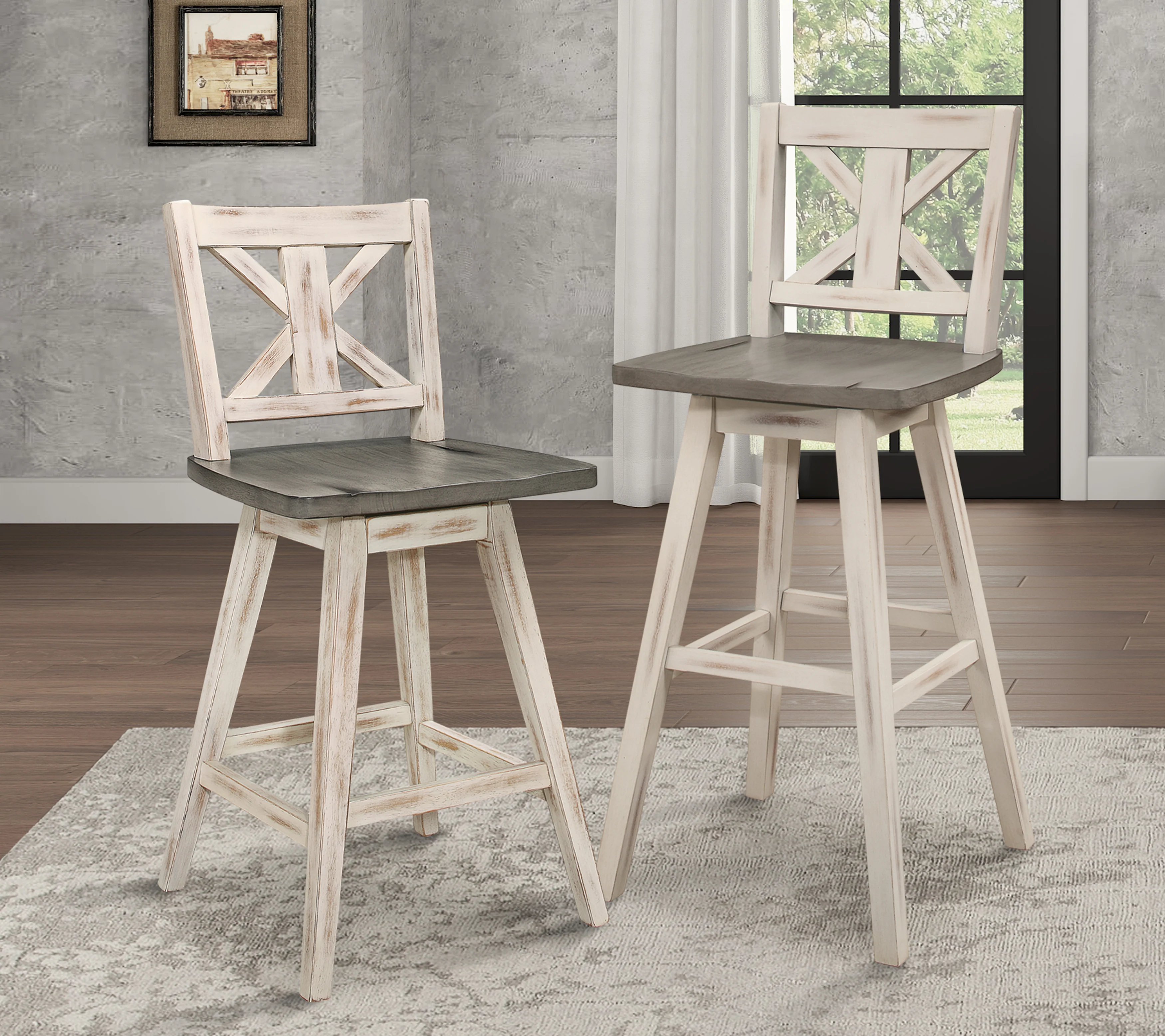 Amsonia Swivel Pub Height Chair in White/Gray - 5602-29WT - Image 5