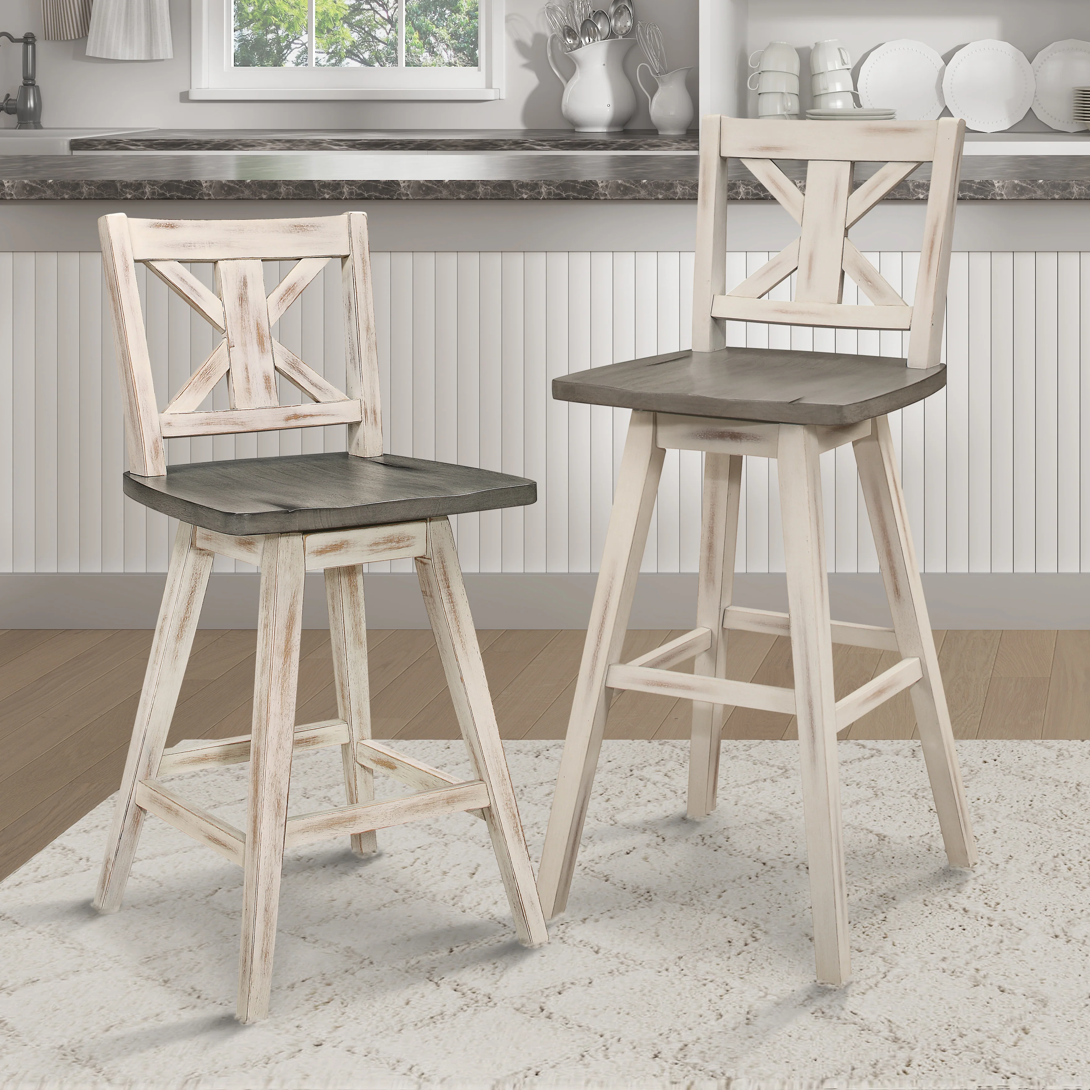Amsonia Swivel Pub Height Chair in White/Gray - 5602-29WT - Image 6