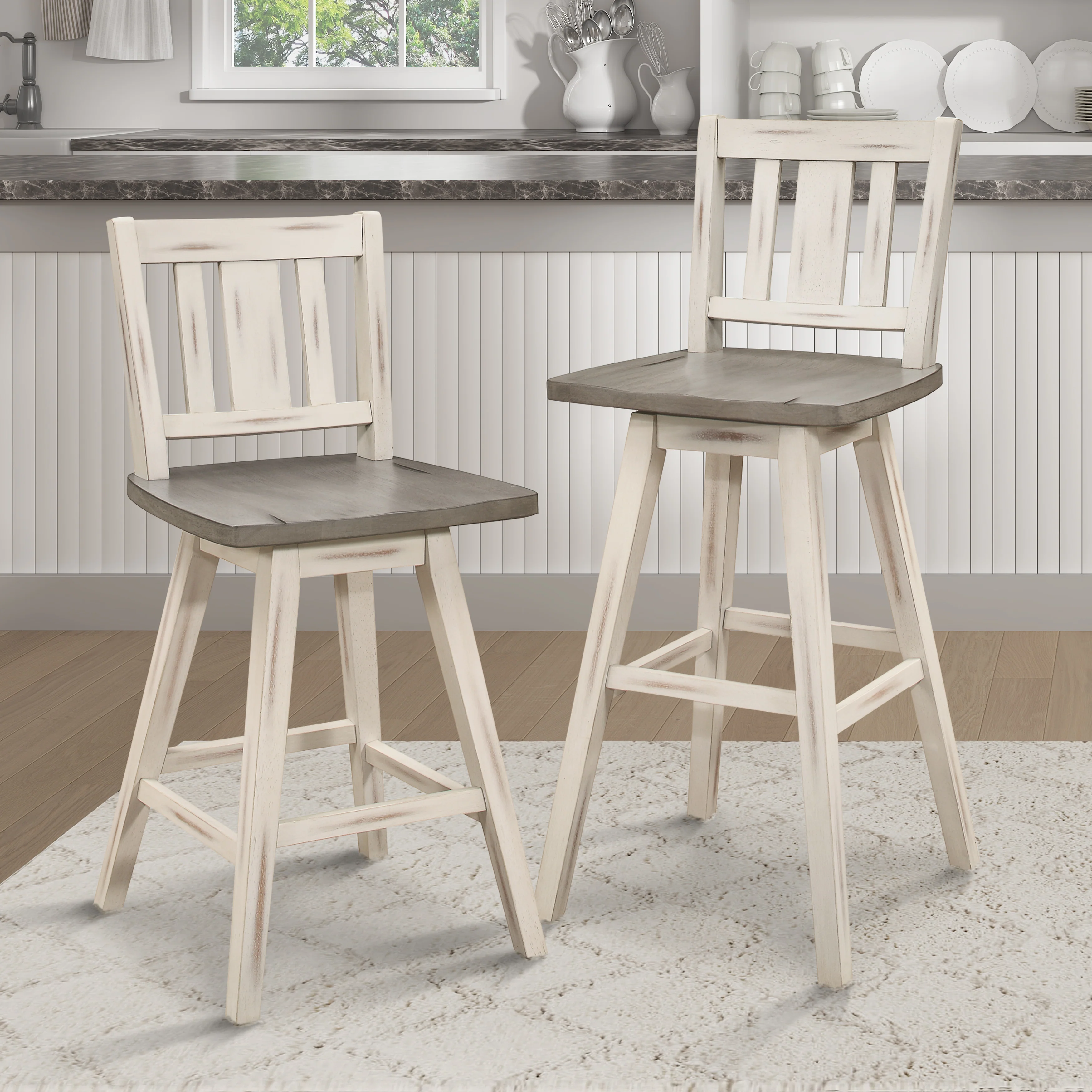 Amsonia Swivel Pub Height Chair in White/Gray - 5602-29WTS2 - Image 6
