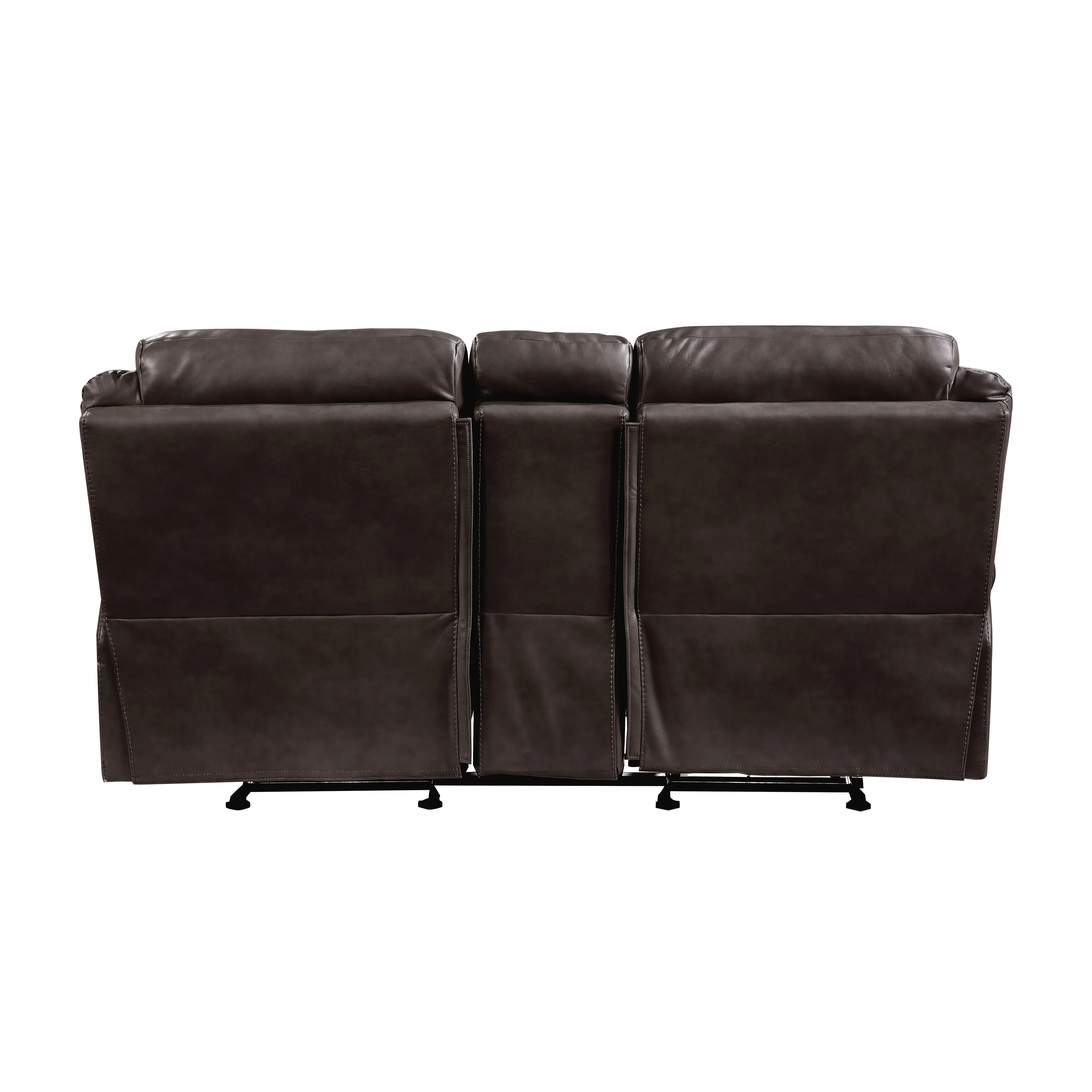 Aram Double Glider Reclining Loveseat with Center Console, Receptacles and USB Ports in Brown - 8206BRW-2 - Image 3