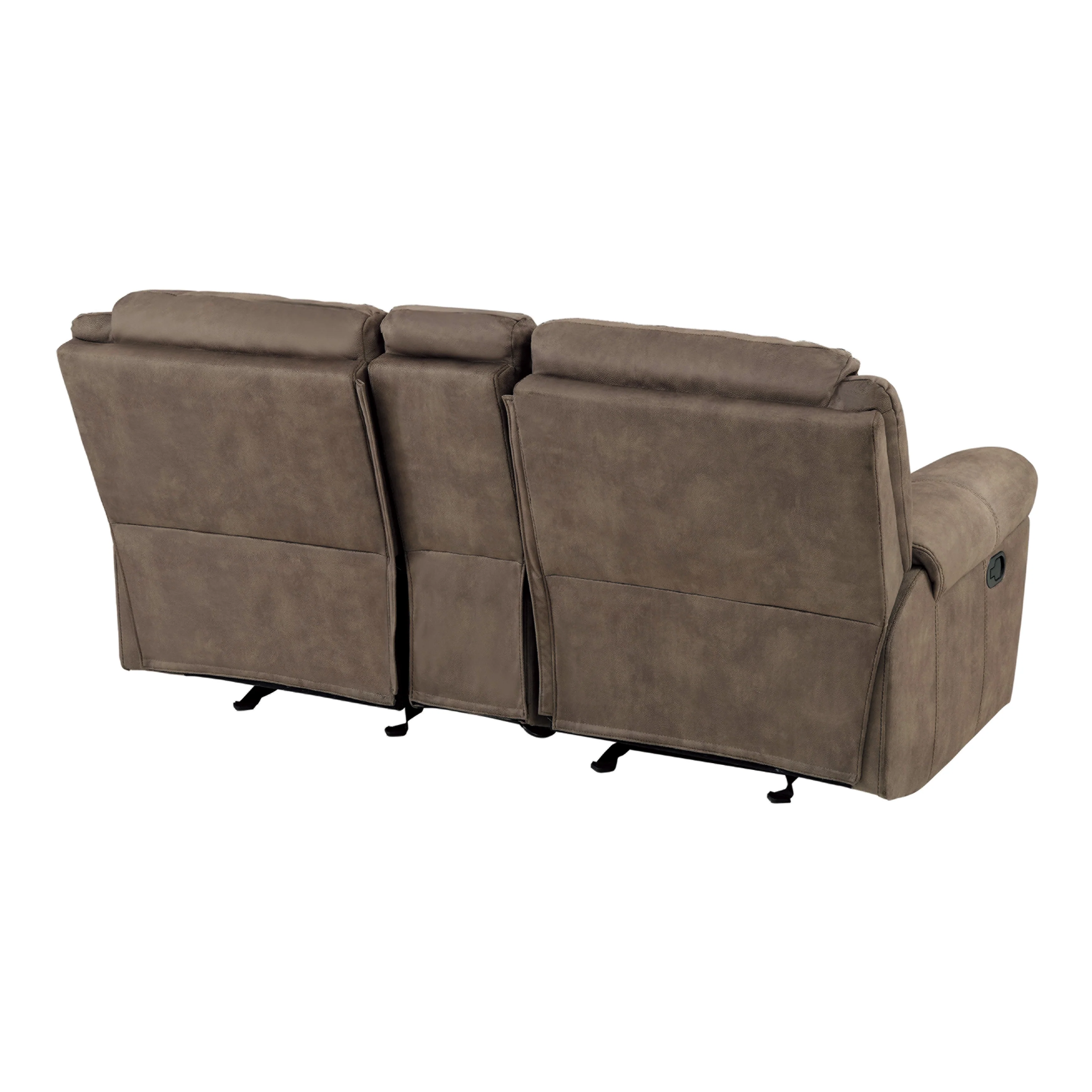 Aram Double Glider Reclining Loveseat with Center Console, Receptacles and USB Ports in Brown - 8206NF-2 - Image 3