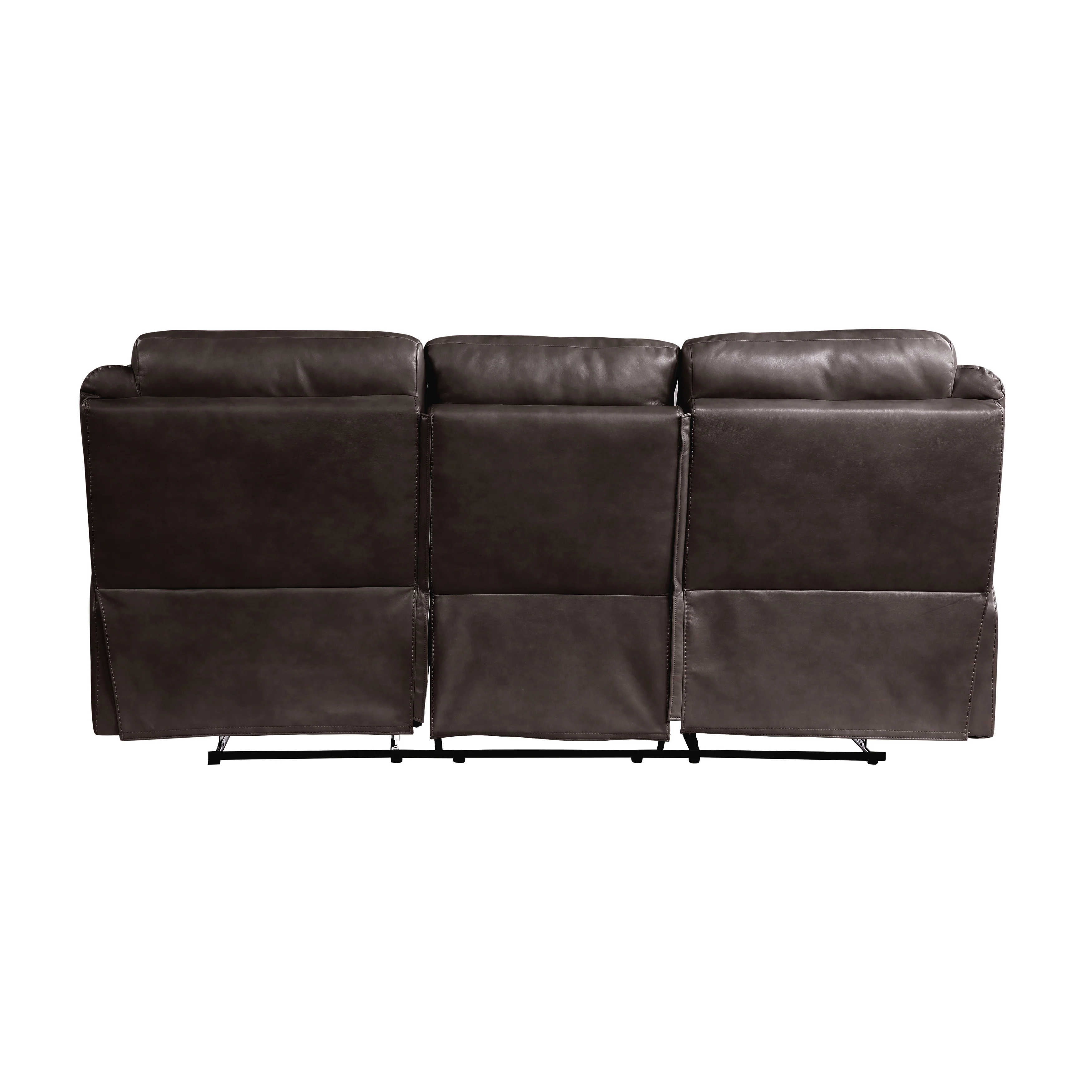 Aram Double Reclining Sofa with Center Drop-Down Cup Holders, Receptacles, Hidden Drawer and USB Ports in Brown - 8206BRW-3 - Image 3
