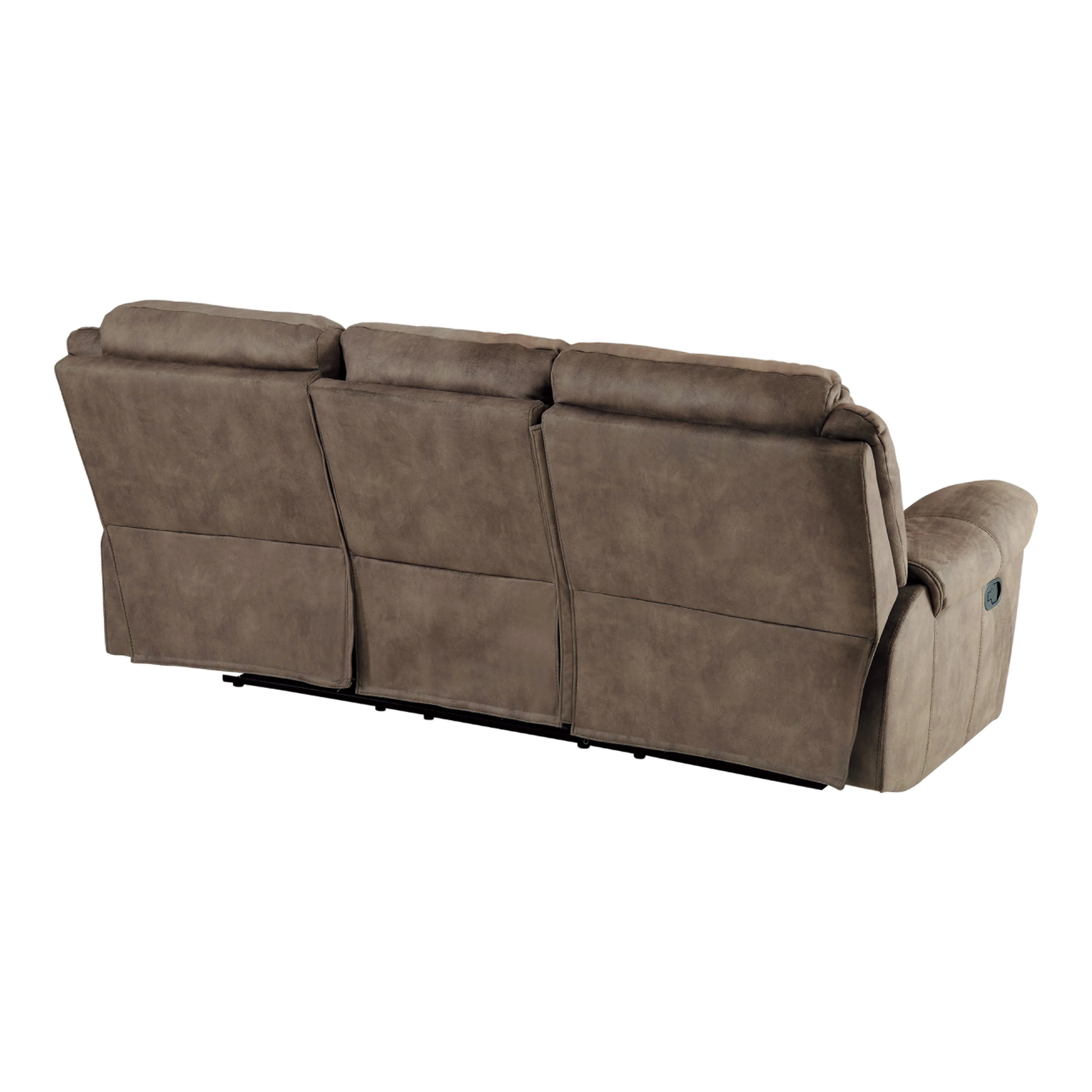 Aram Double Reclining Sofa with Center Drop-Down Cup Holders, Receptacles, Hidden Drawer and USB Ports in Brown - 8206NF-3 - Image 3