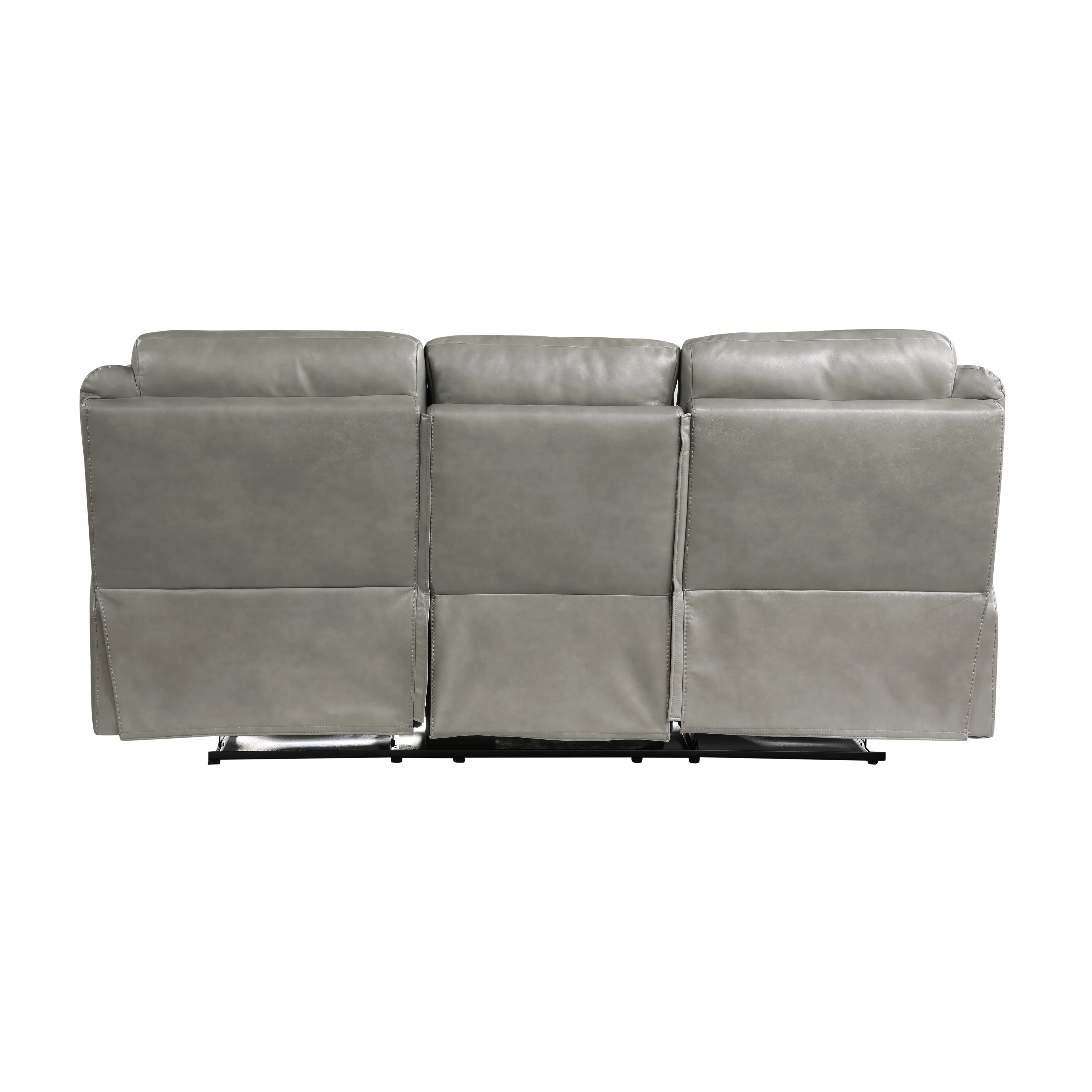 Aram Double Reclining Sofa with Center Drop-Down Cup Holders, Receptacles, Hidden Drawer and USB Ports in Gray - 8206GRY-3 - Image 3