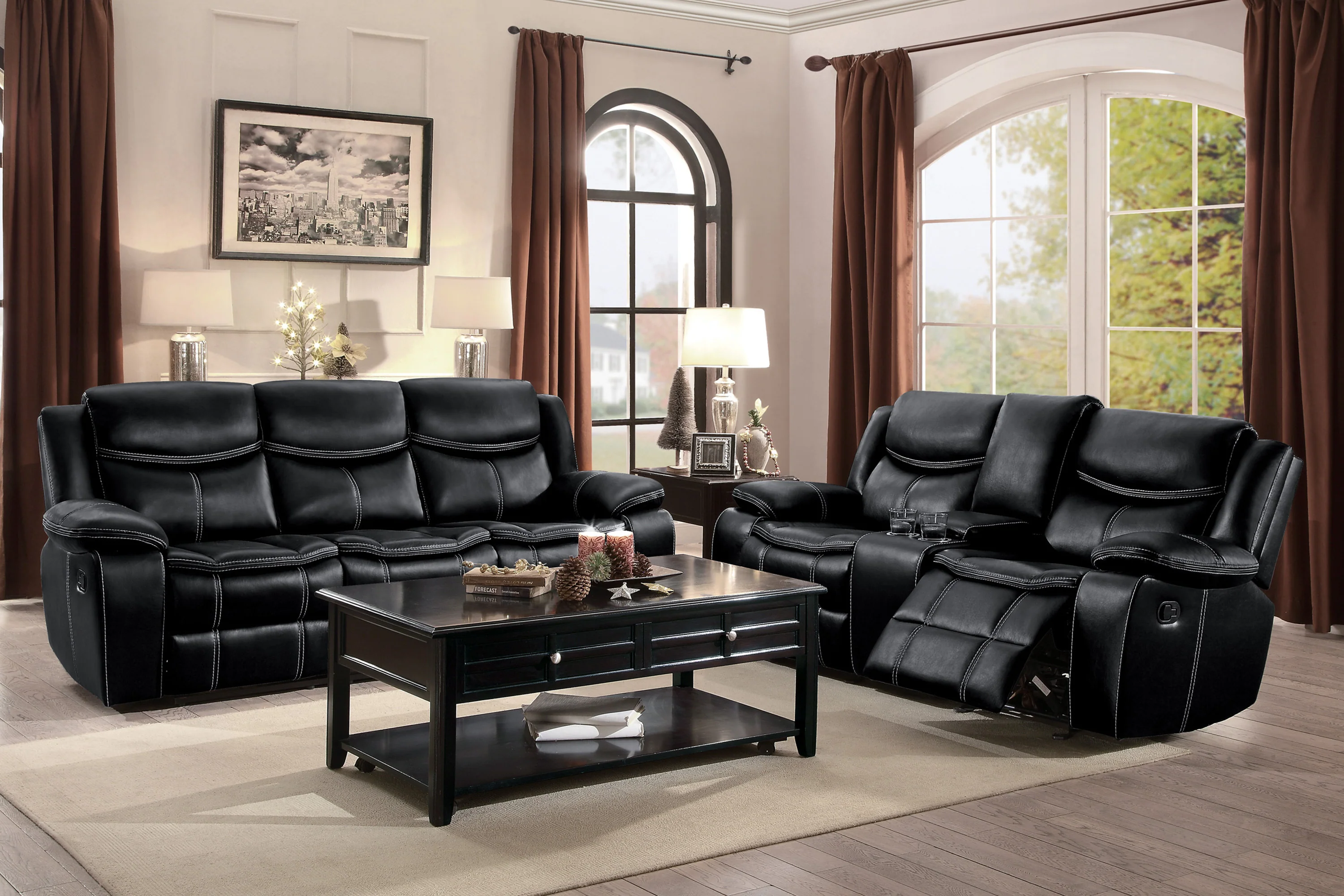 Bastrop Double Reclining Sofa in Black - 8230BLK-3 - Image 4