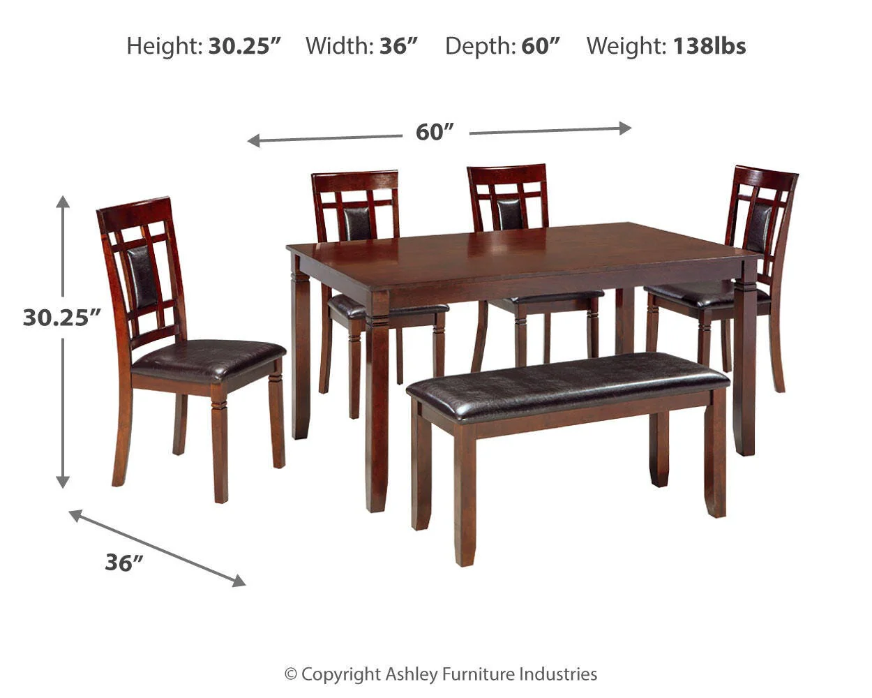 Bennox Dining Table and Chairs with Bench (Set of 6) - Image 4