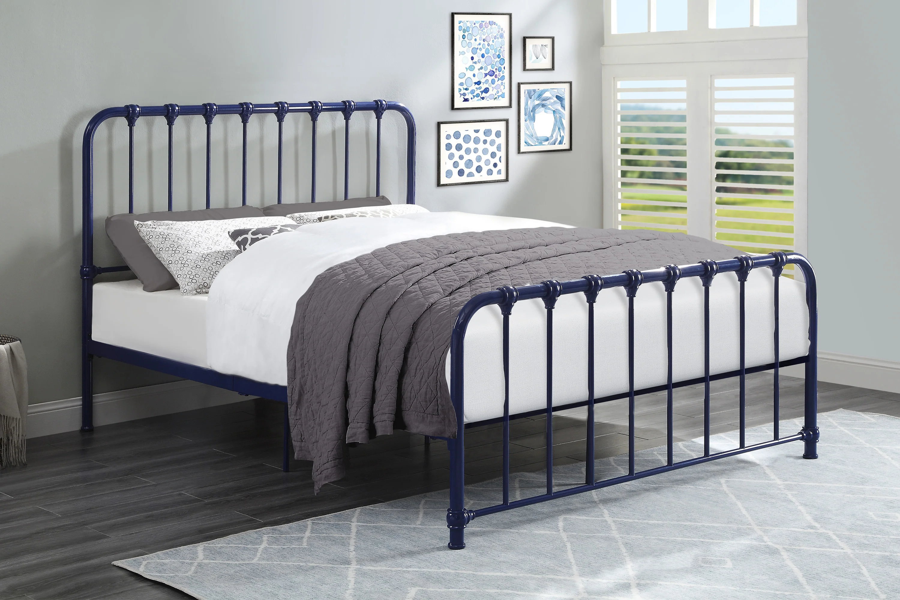 Bethany Queen Platform Bed in Blue - 1571BU-1 - Image 3