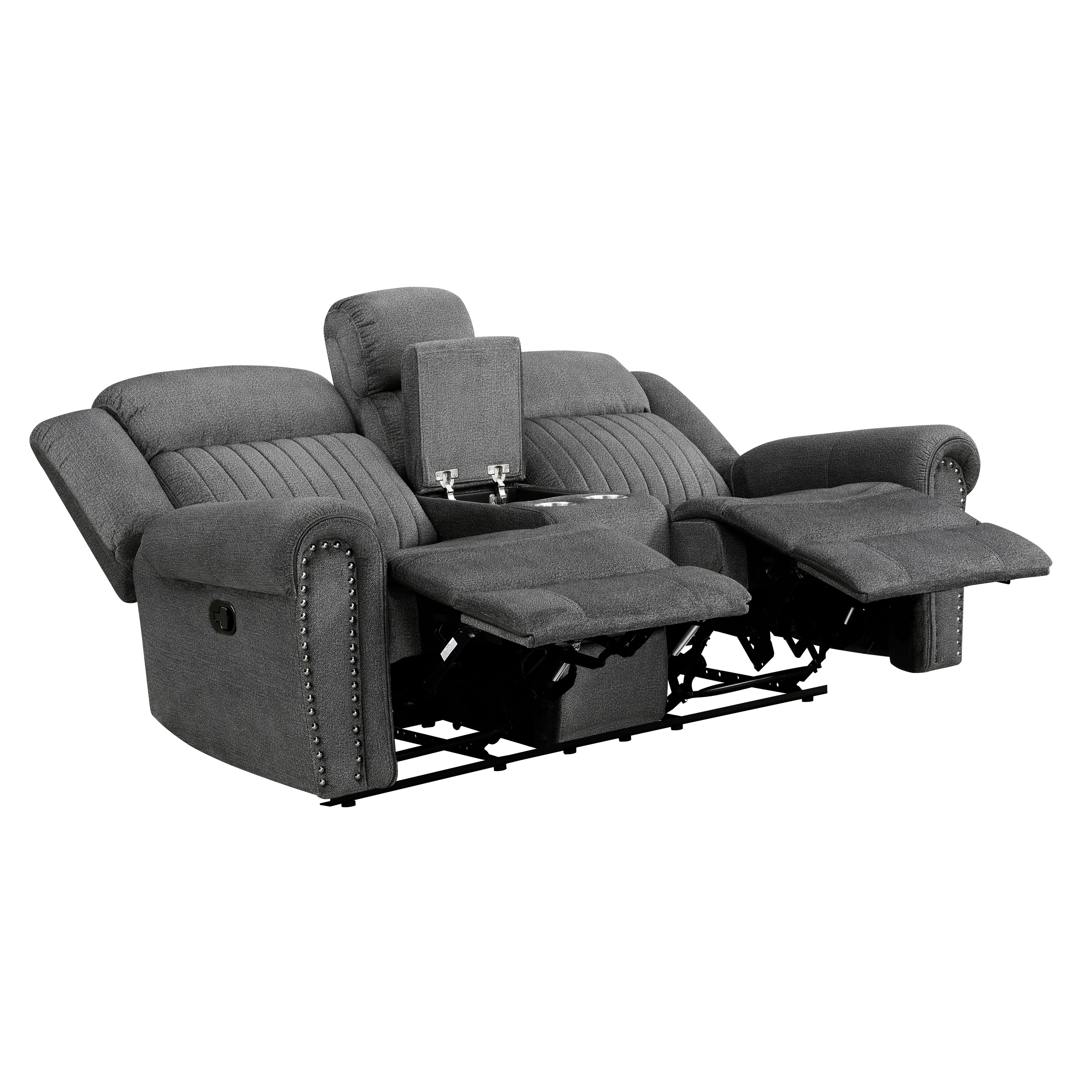 Brennen Double Reclining Loveseat with Center Console in Gray - 9204CC-2 - Image 4