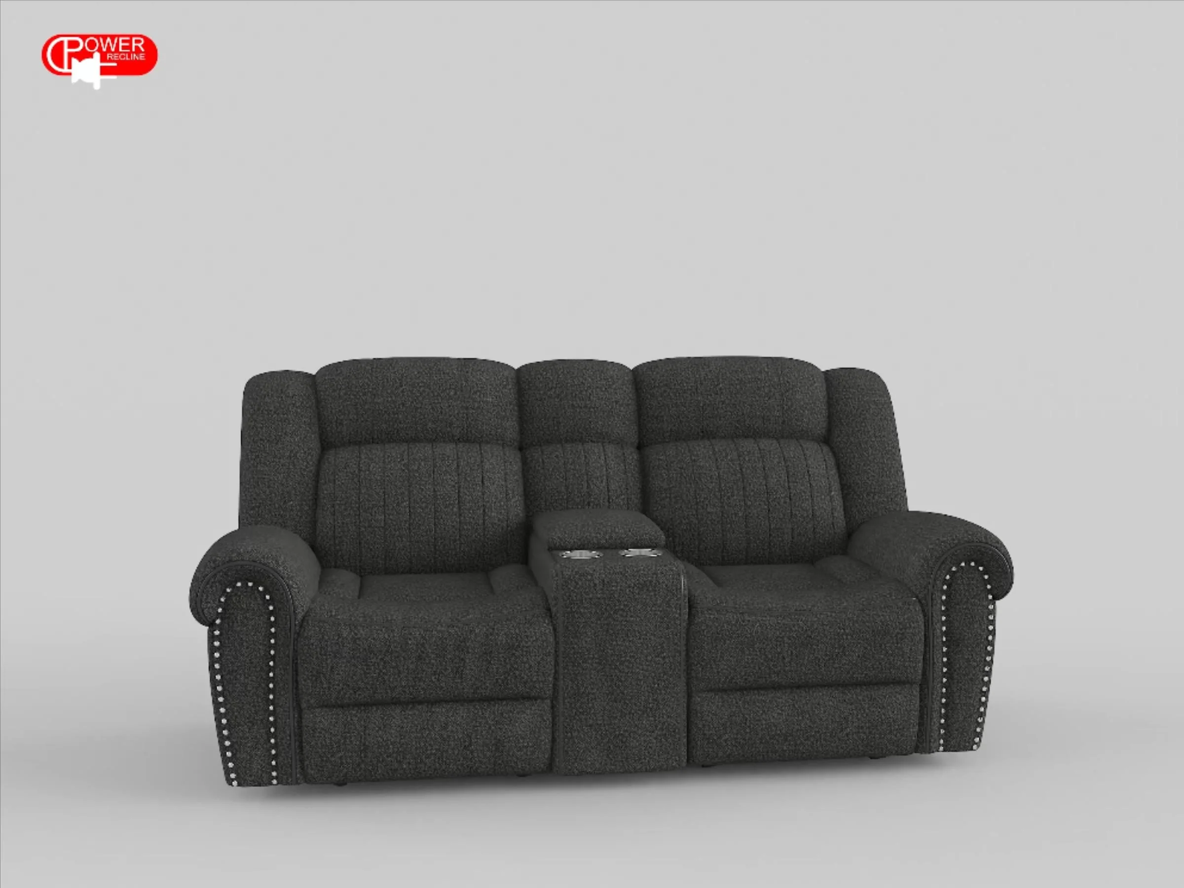 Brennen Power Double Reclining Loveseat with Center Console in Gray - 9204CC-2PW - Image 2