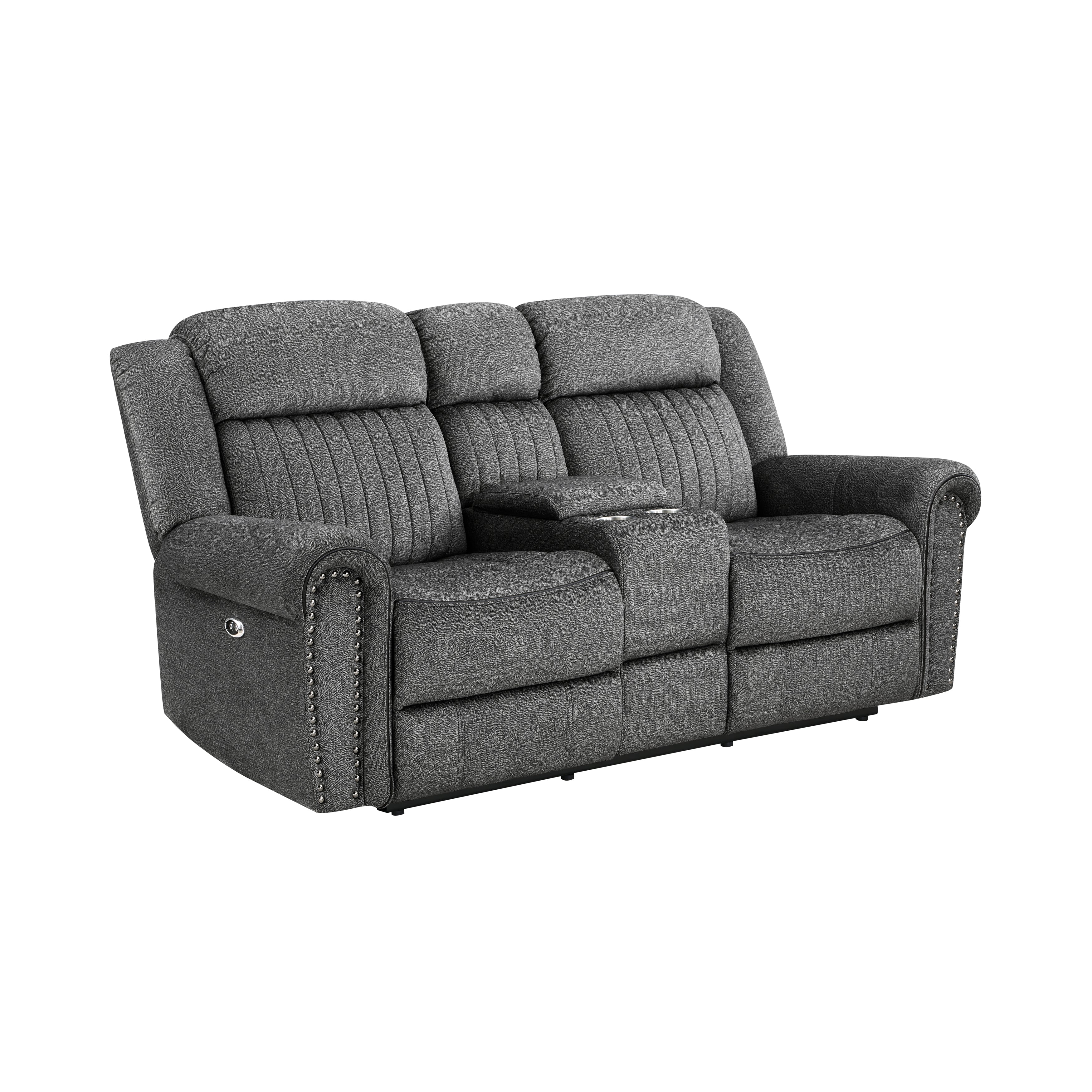 Brennen Power Double Reclining Loveseat with Center Console in Gray - 9204CC-2PW - Image 5