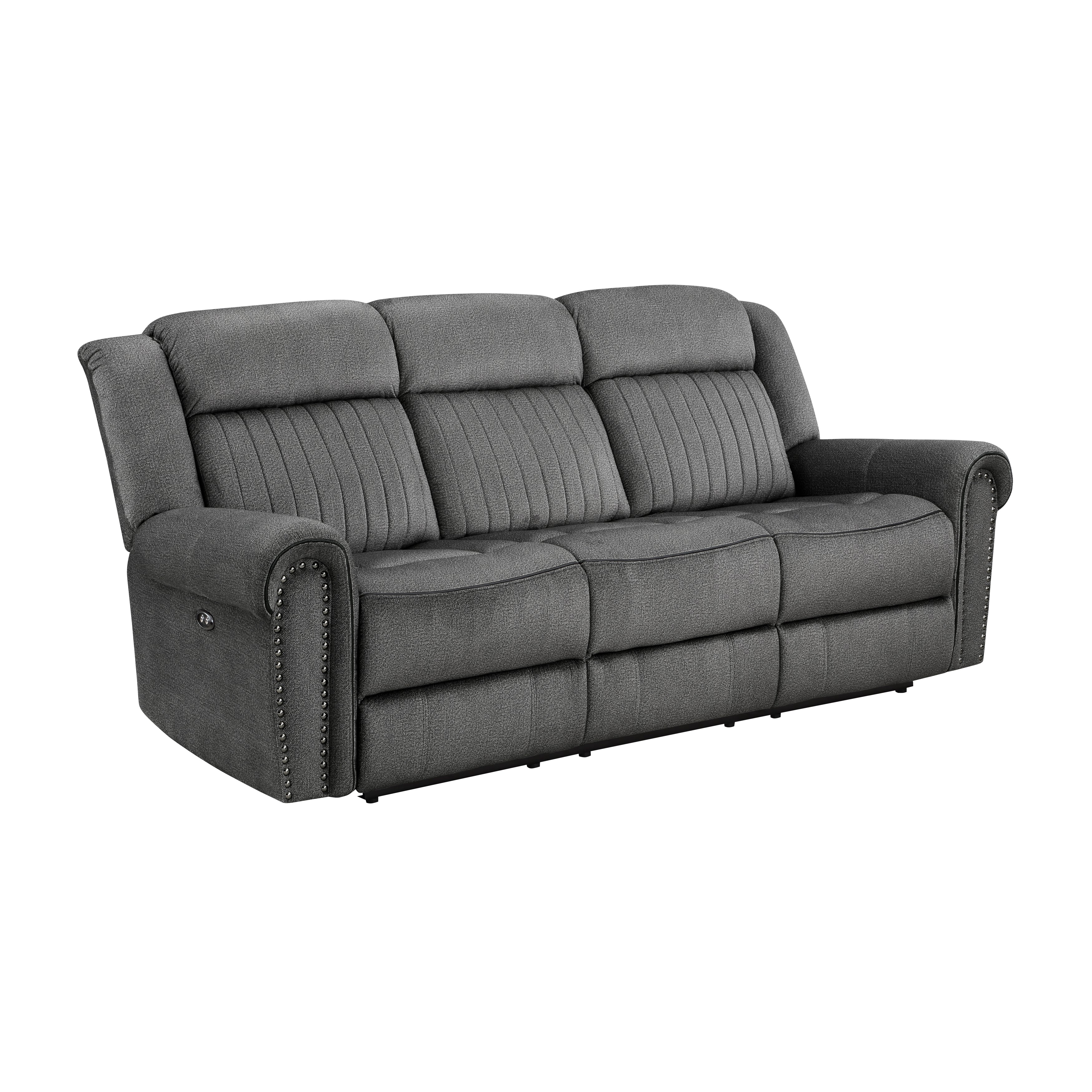 Brennen Power Double Reclining Sofa in Gray - 9204CC-3PW - Image 4