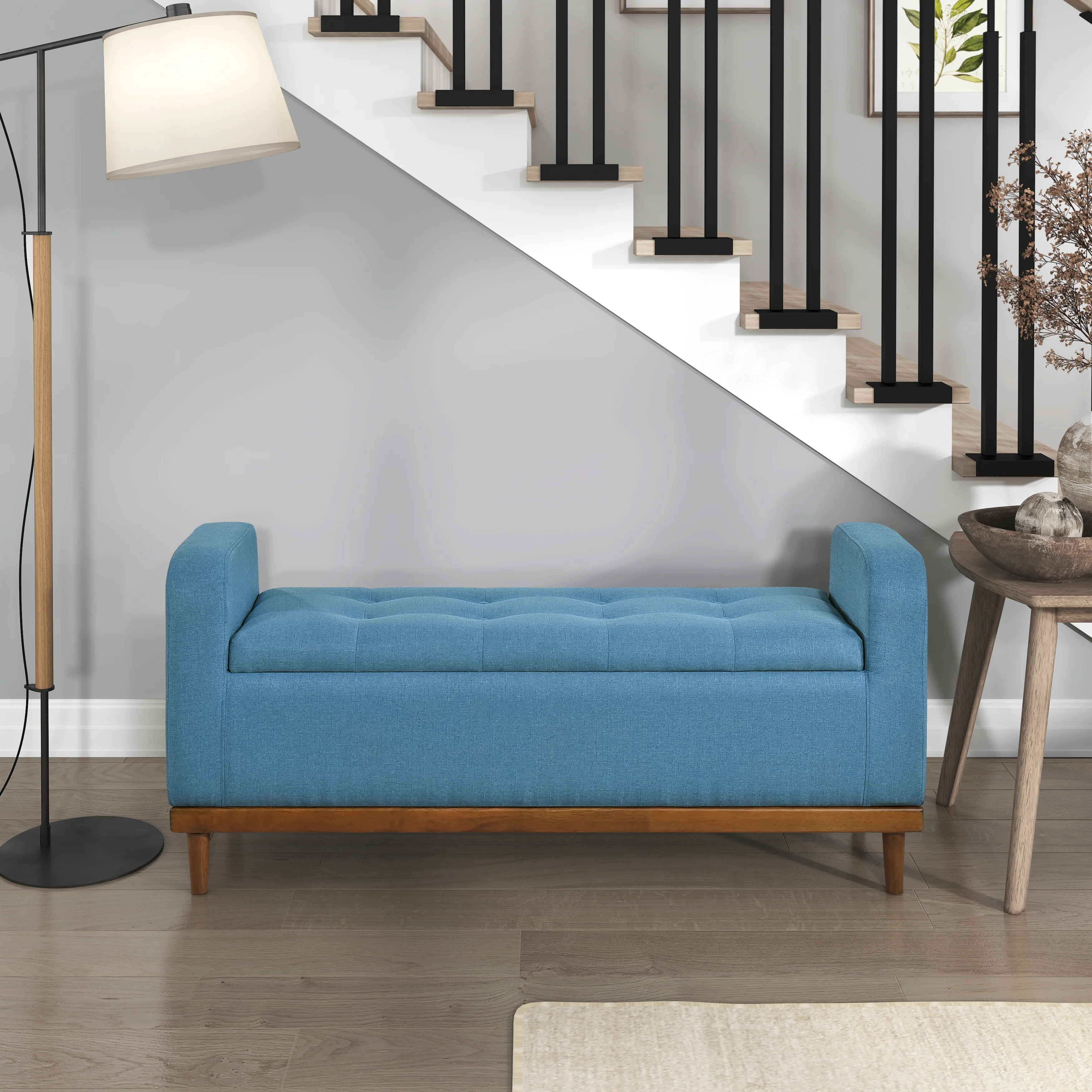 Brigitte Lift Top Storage Bench in Blue - 4590BU - Image 5