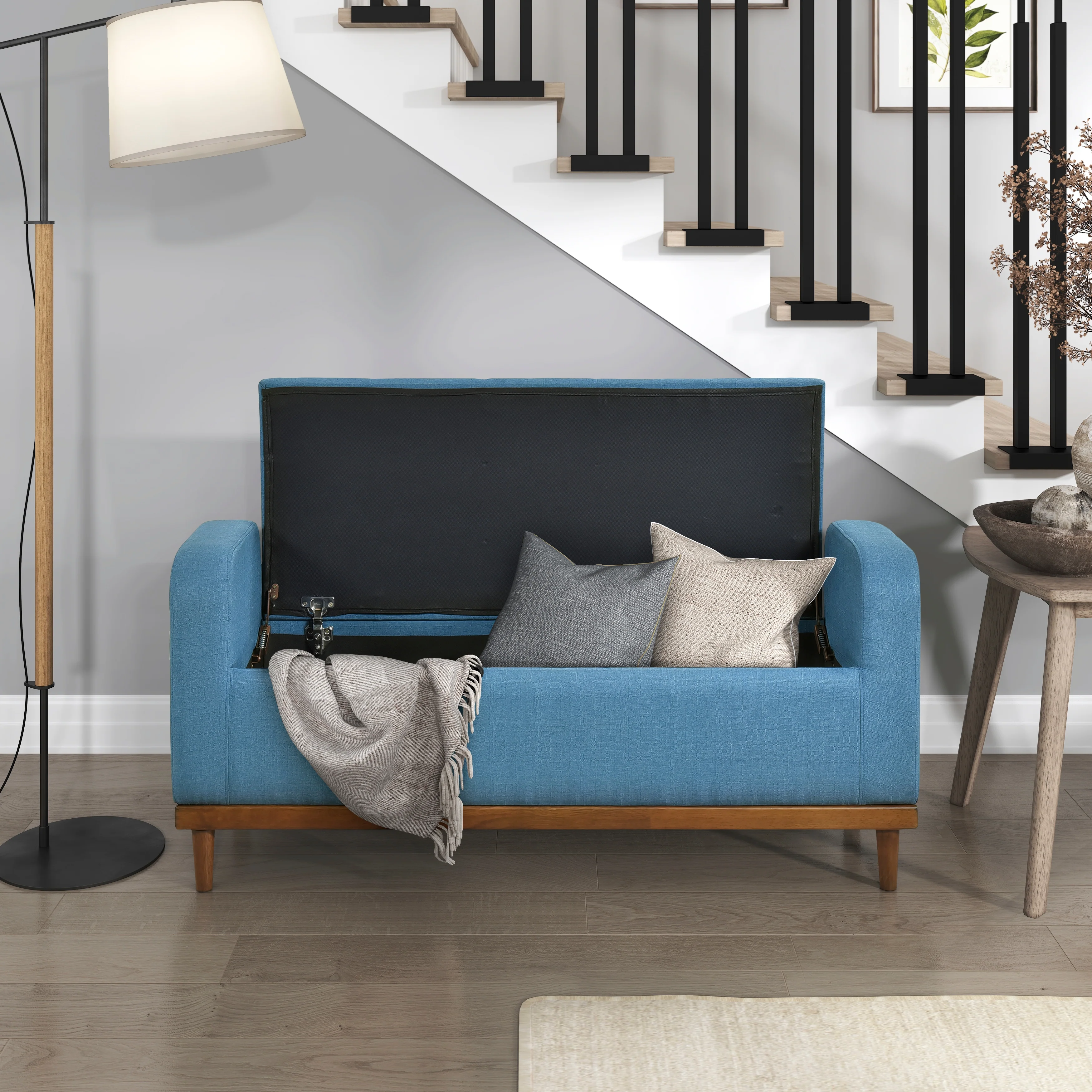 Brigitte Lift Top Storage Bench in Blue - 4590BU - Image 6