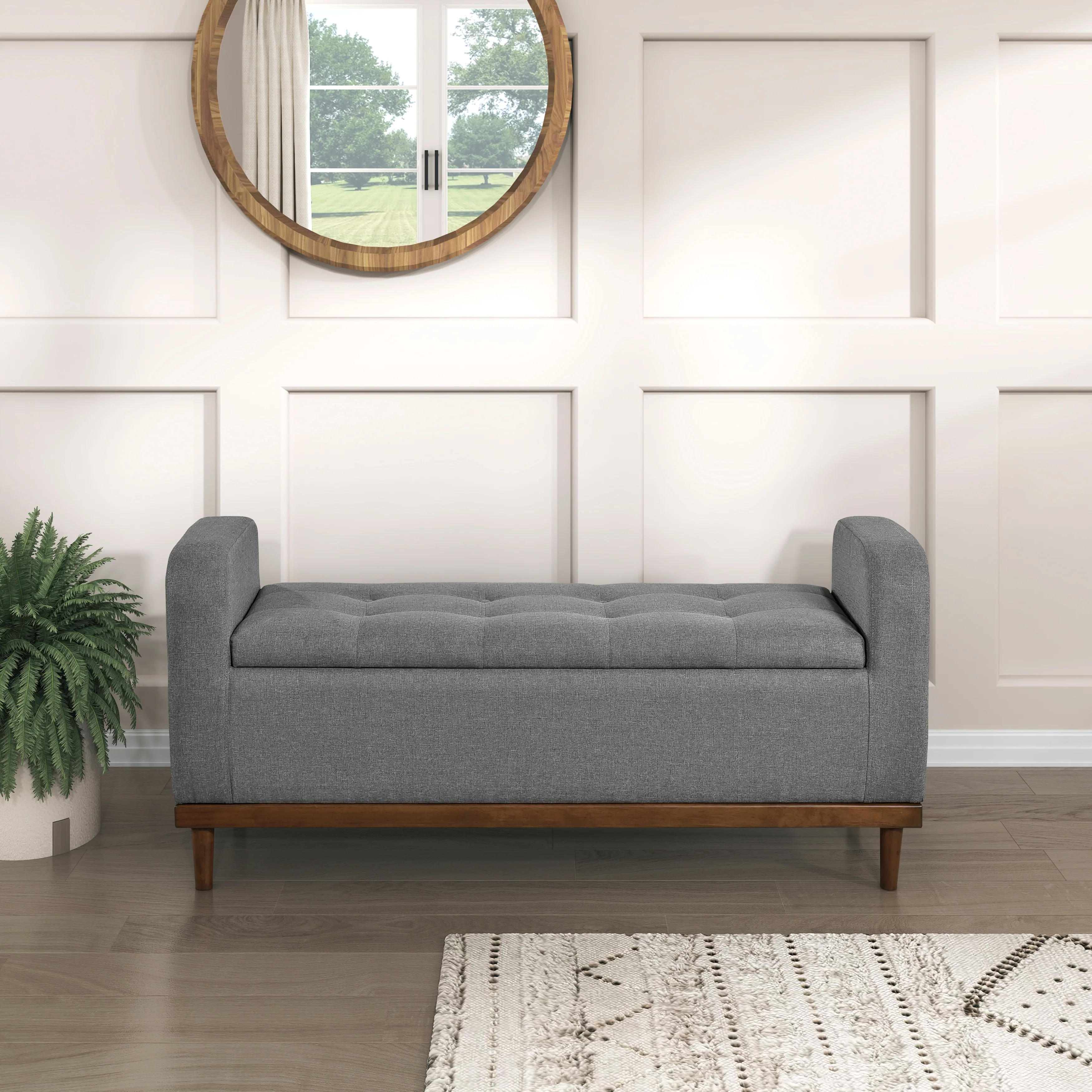 Brigitte Lift Top Storage Bench in Gray - 4590GY - Image 5