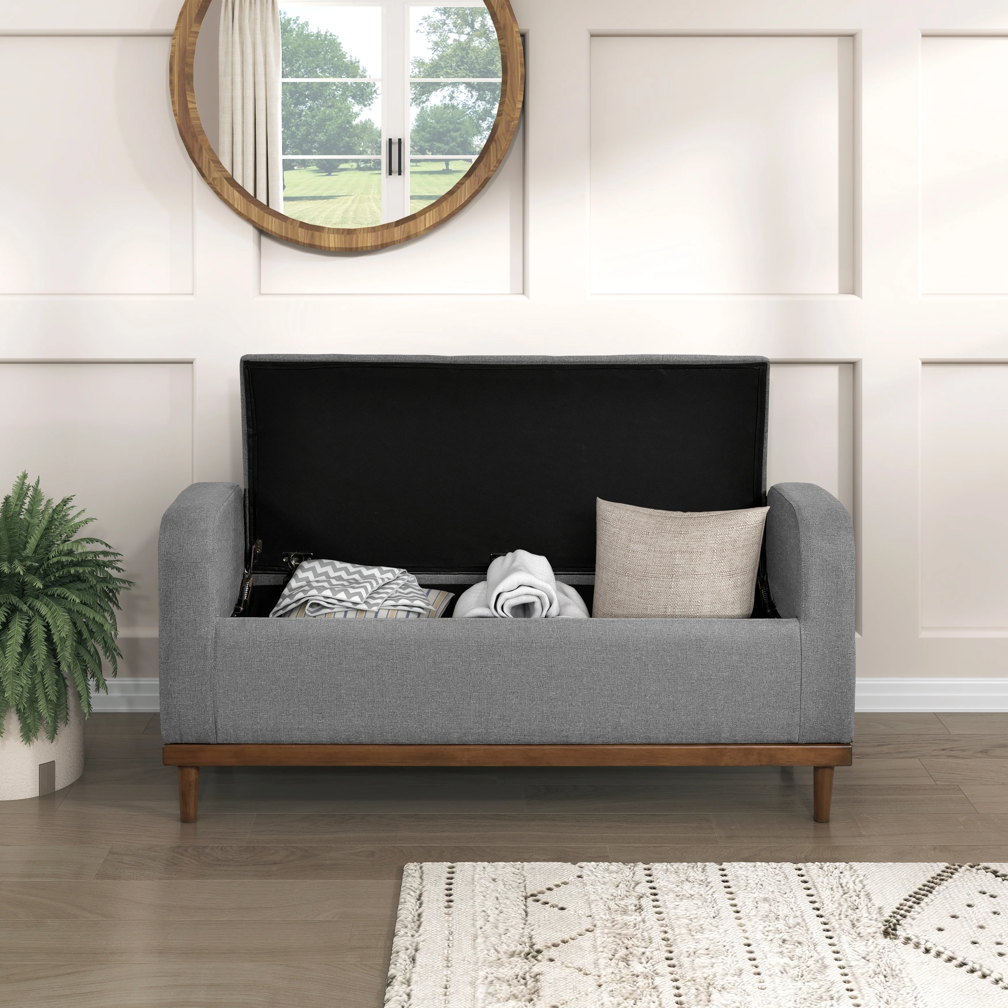 Brigitte Lift Top Storage Bench in Gray - 4590GY - Image 6
