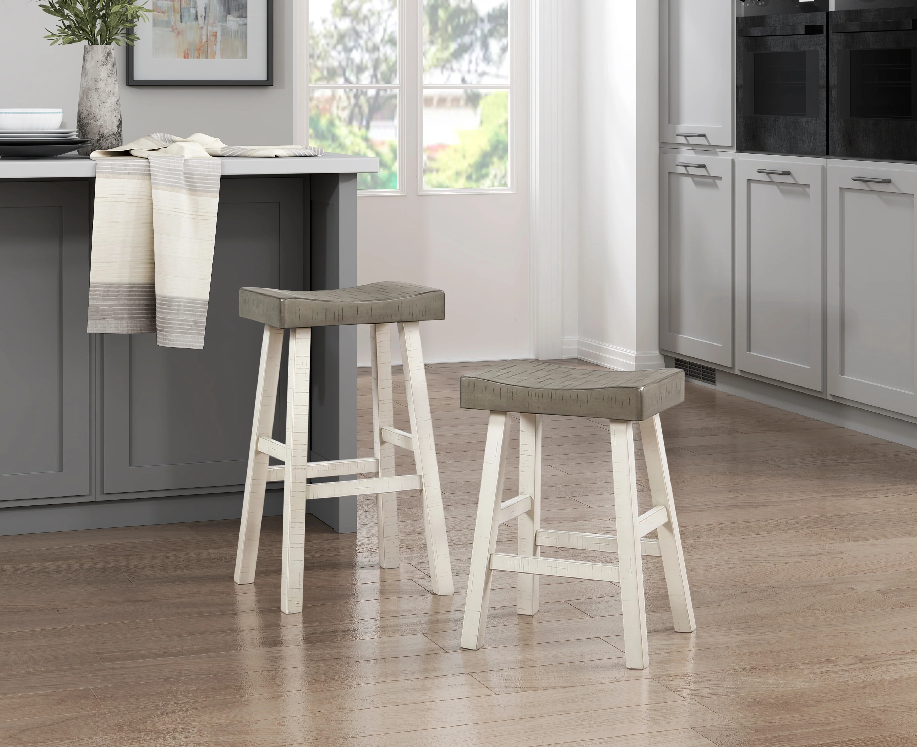 Caspian PUB HEIGHT STOOL in Brown/White - 5687WTT-29 - Image 4