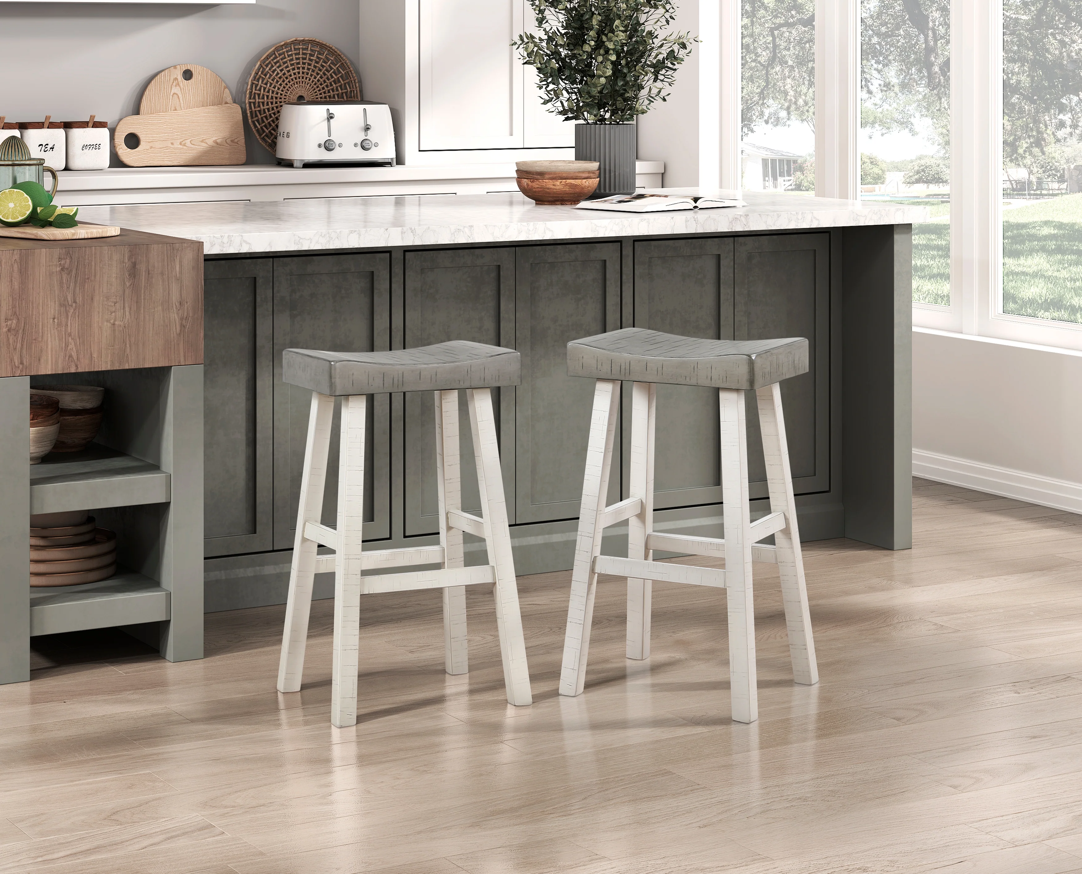 Caspian PUB HEIGHT STOOL in Brown/White - 5687WTT-29 - Image 6