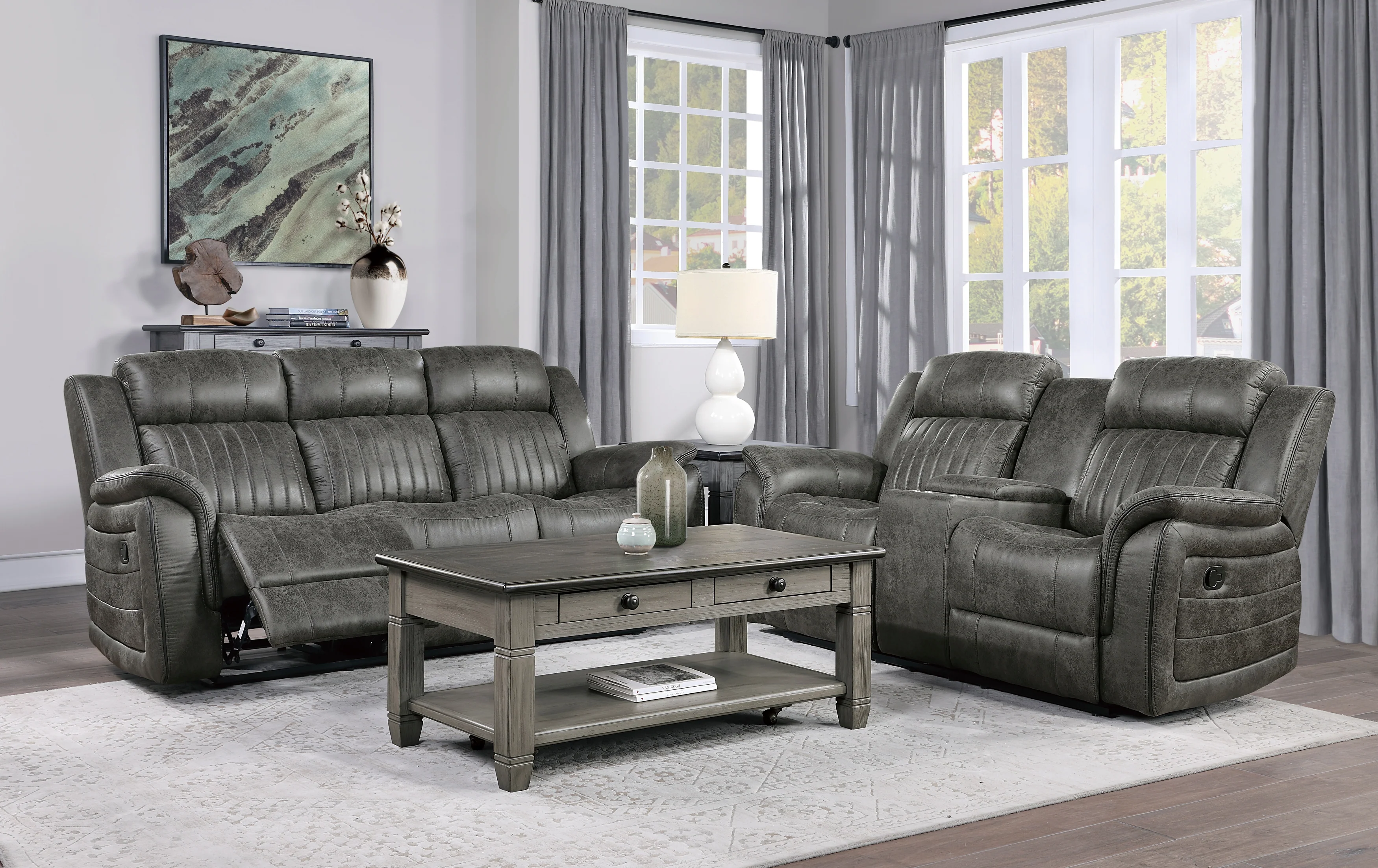 Centeroak Double Reclining Sofa in Brown/Gray - 9479BRG-3 - Image 5