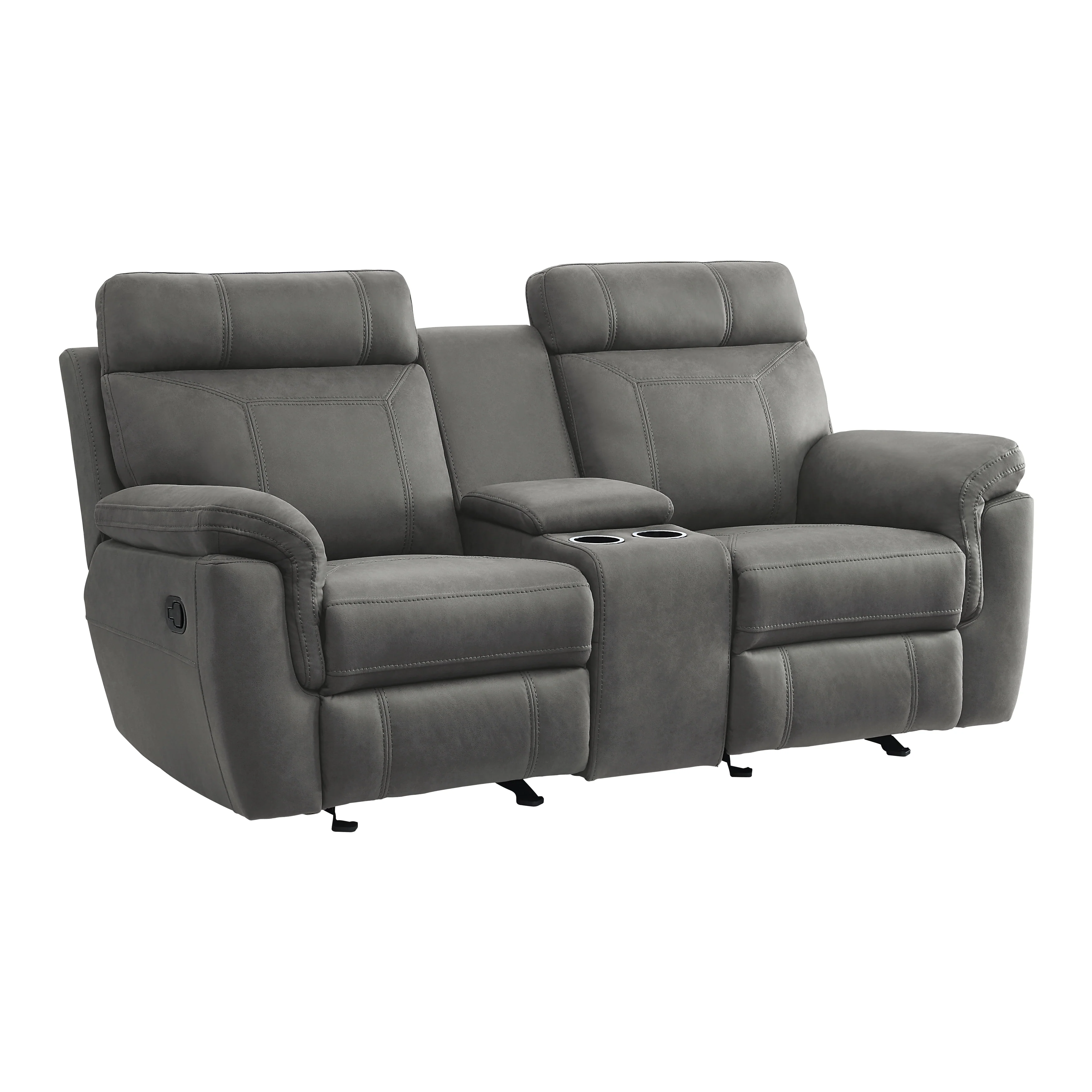 Clifton Double Glider Reclining Loveseat with Center Console in Gray - 9301GRY-2 - Image 2