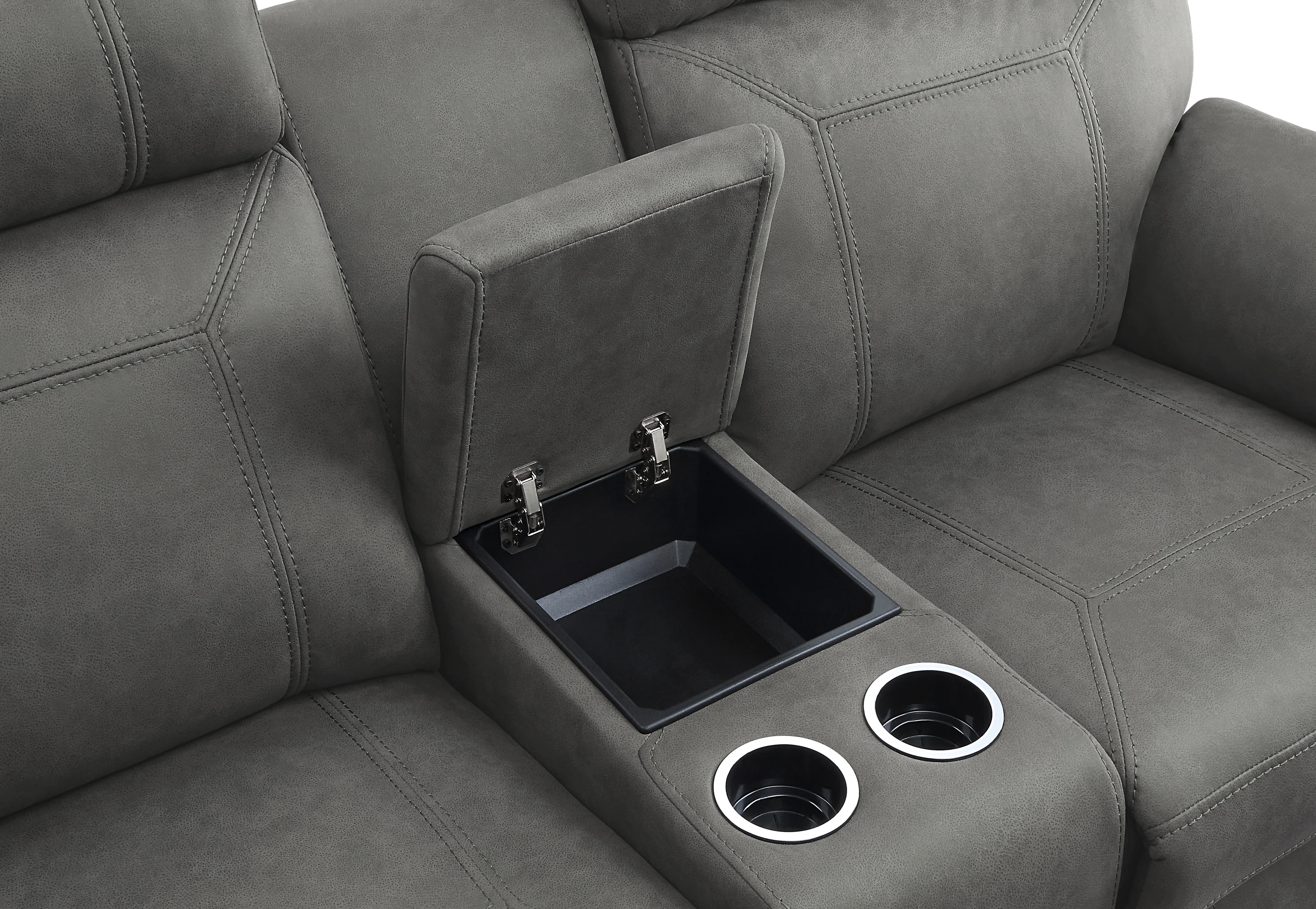Clifton Double Glider Reclining Loveseat with Center Console in Gray - 9301GRY-2 - Image 5