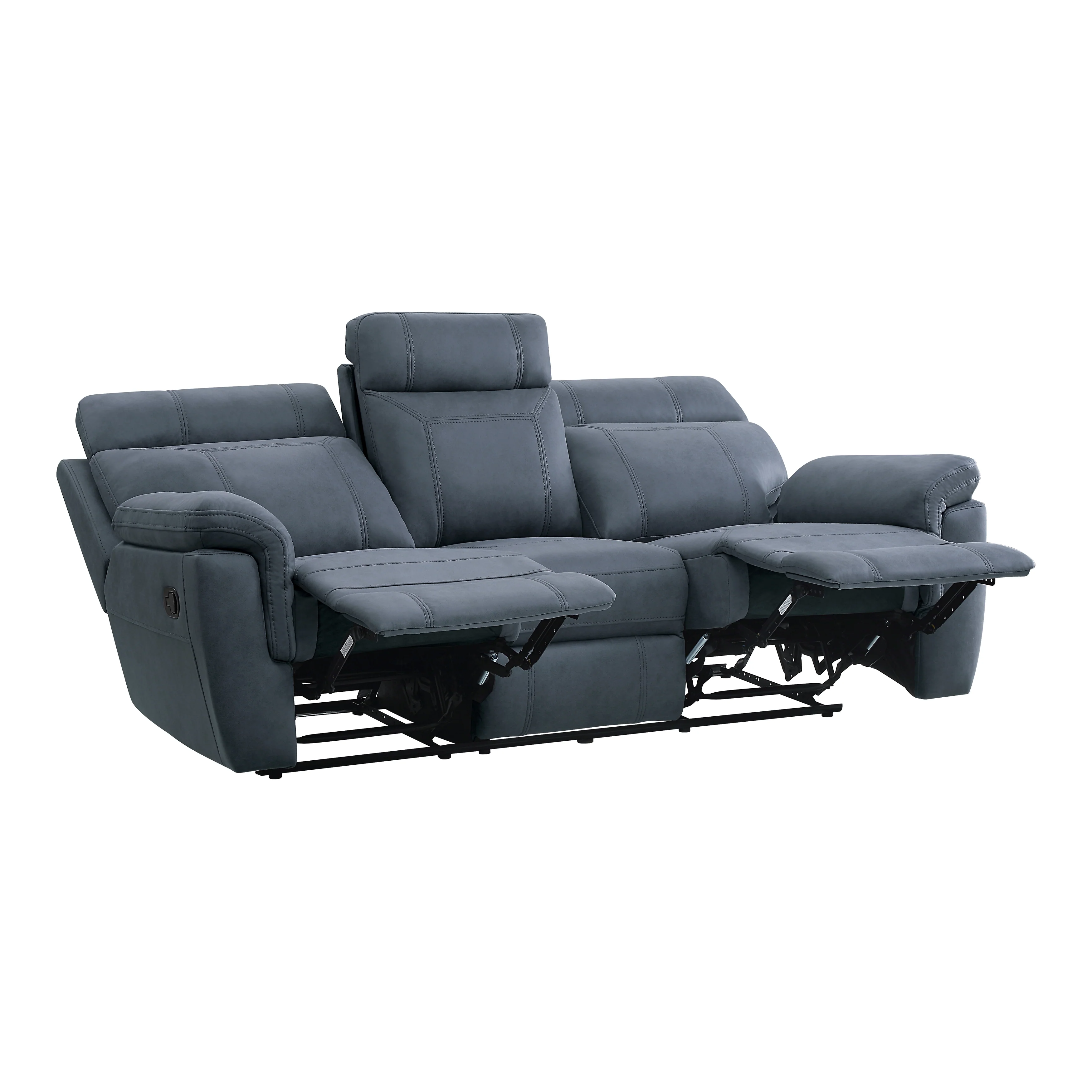 Clifton Double Reclining Sofa with Center Drop-Down Cup Holders in Blue - 9301BUE-3 - Image 4