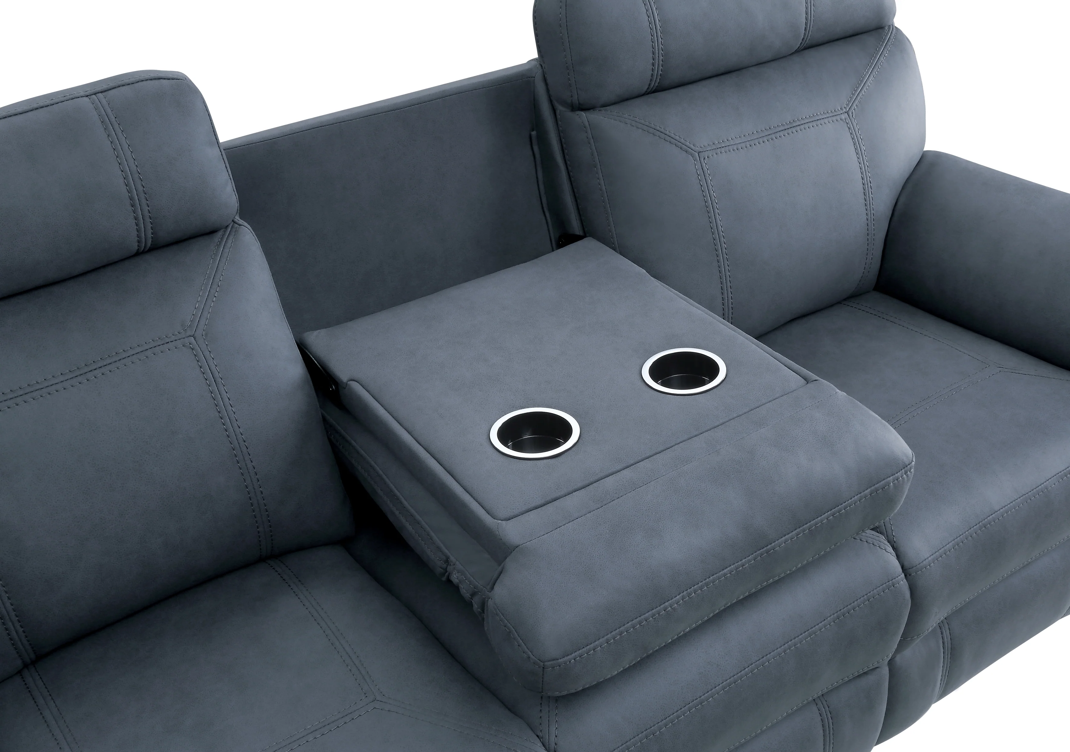 Clifton Double Reclining Sofa with Center Drop-Down Cup Holders in Blue - 9301BUE-3 - Image 5