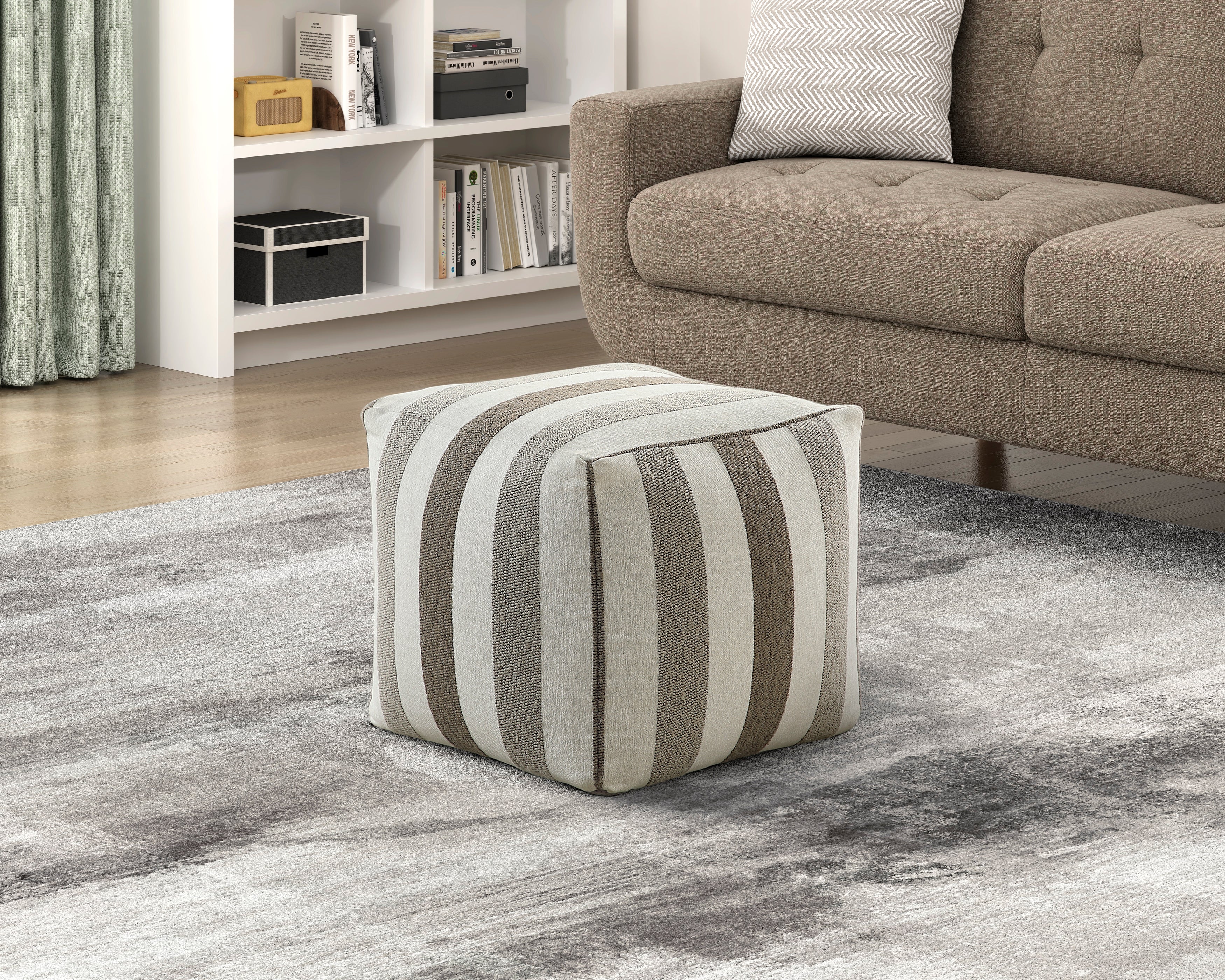 Cravat Pouf in Brown/Gray/Multi - P31012 - Image 3