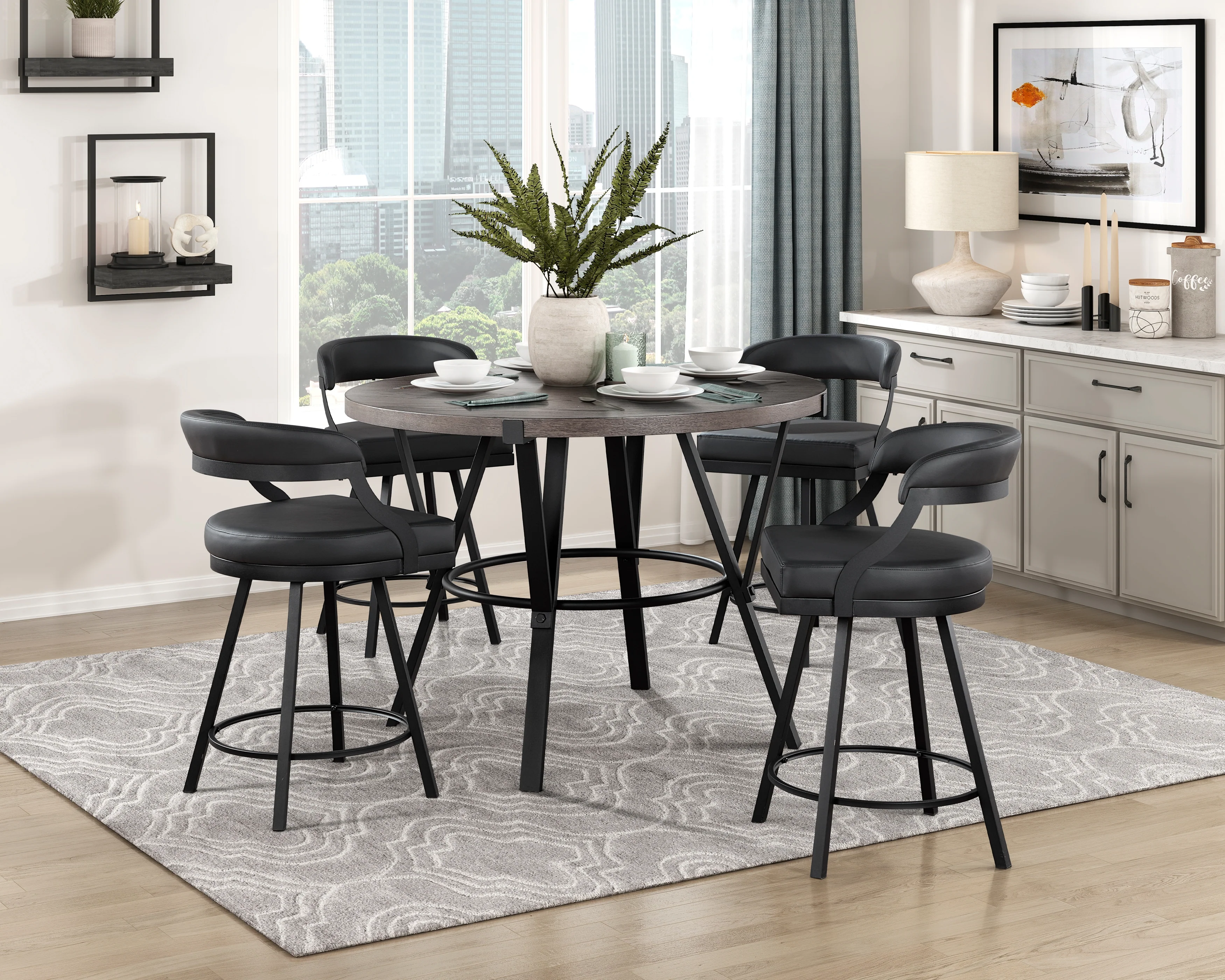 Crowley Swivel Counter Height Chair in Black - 5565-24BK - Image 6