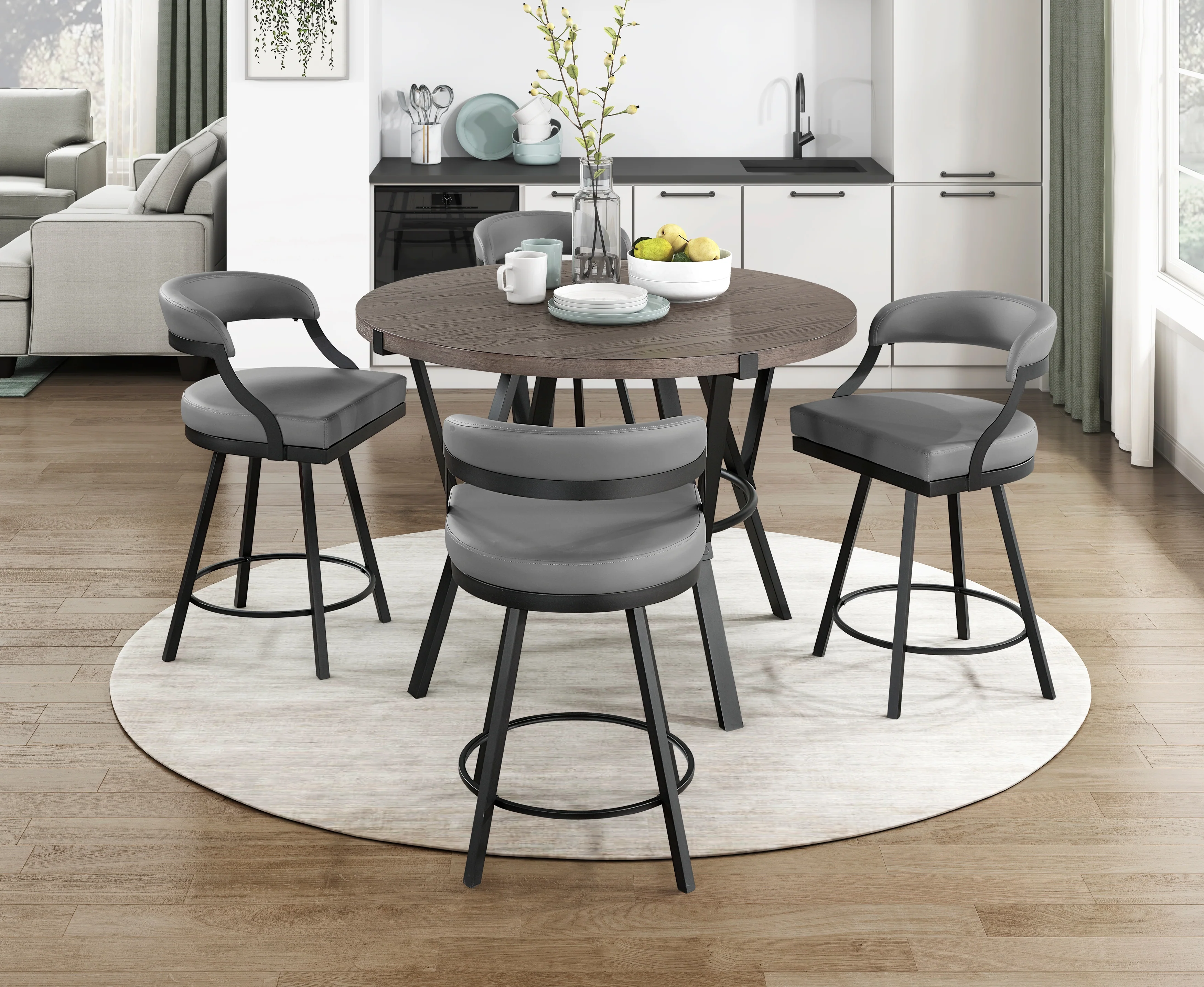 Crowley Swivel Counter Height Chair in Black/Gray - 5565-24GY - Image 6