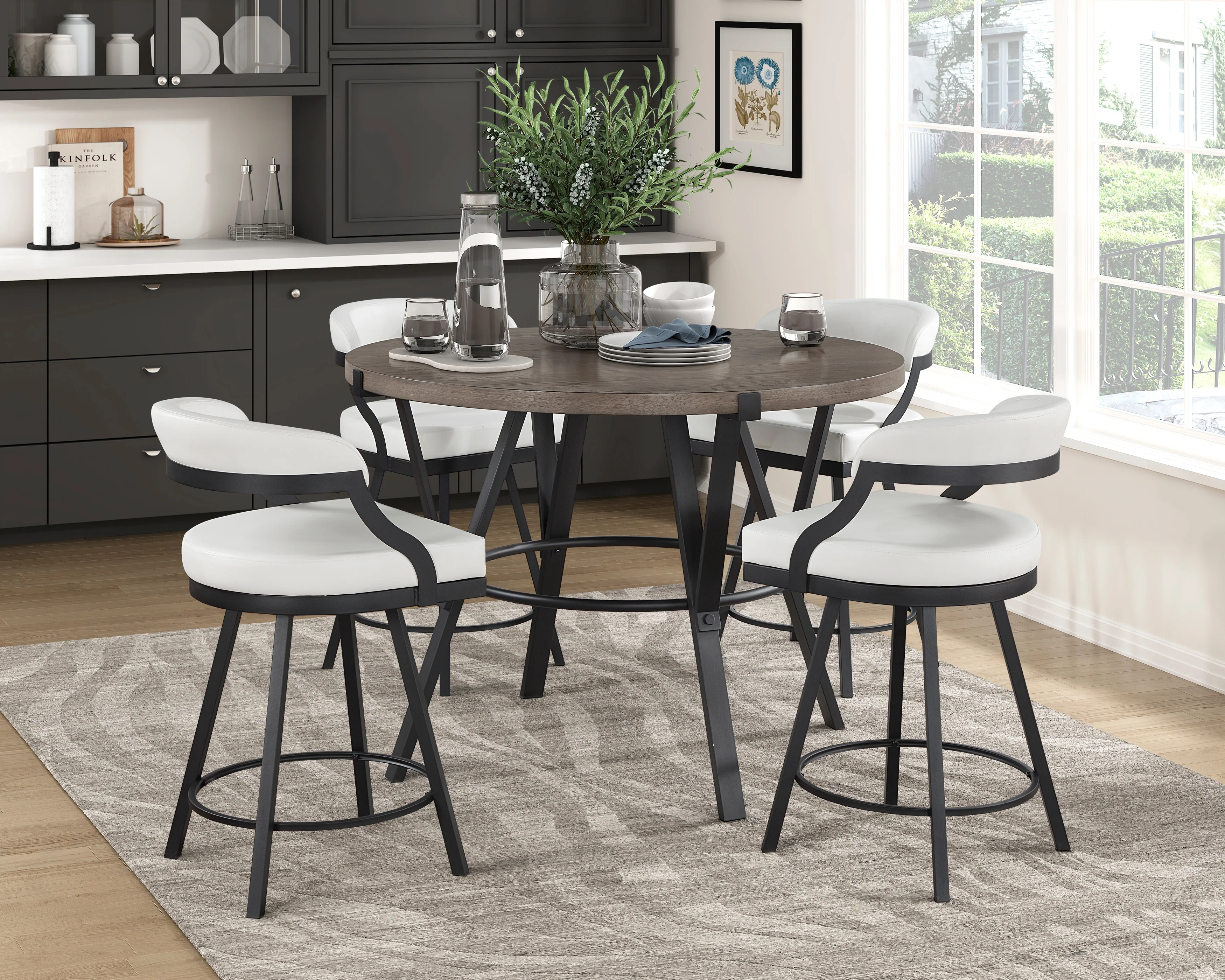 Crowley Swivel Counter Height Chair in Black/White - 5565-24WT - Image 6