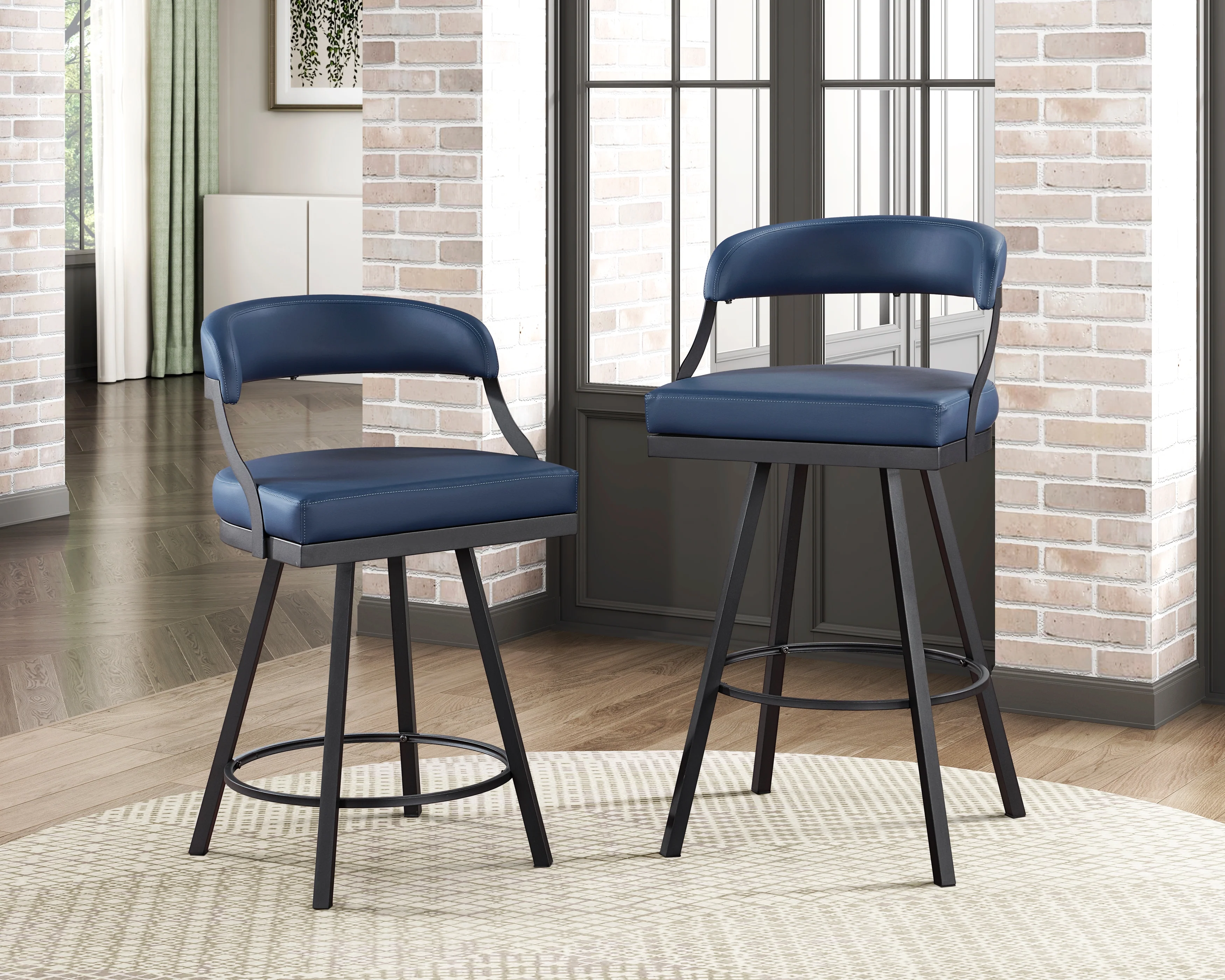 Crowley Swivel Pub Height Chair in Black/Blue - 5565-29BU - Image 6