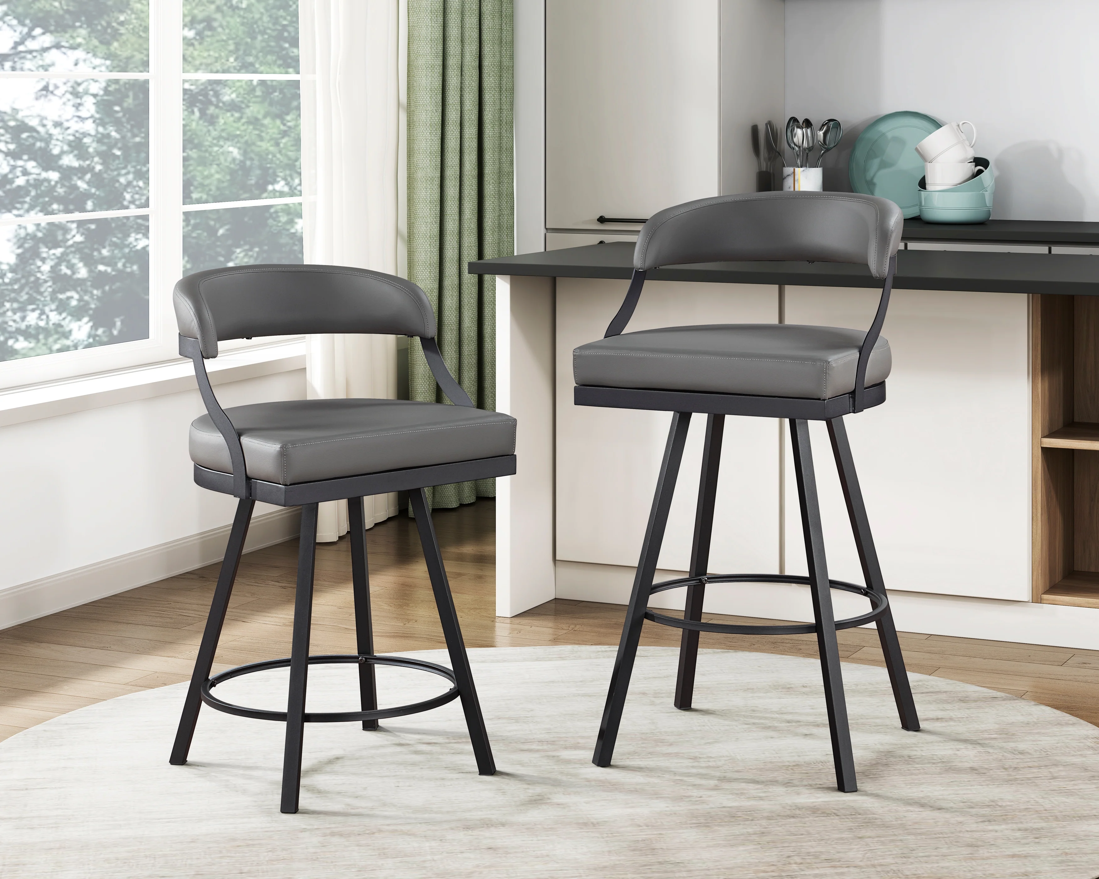 Crowley Swivel Pub Height Chair in Black/Gray - 5565-29GY - Image 6