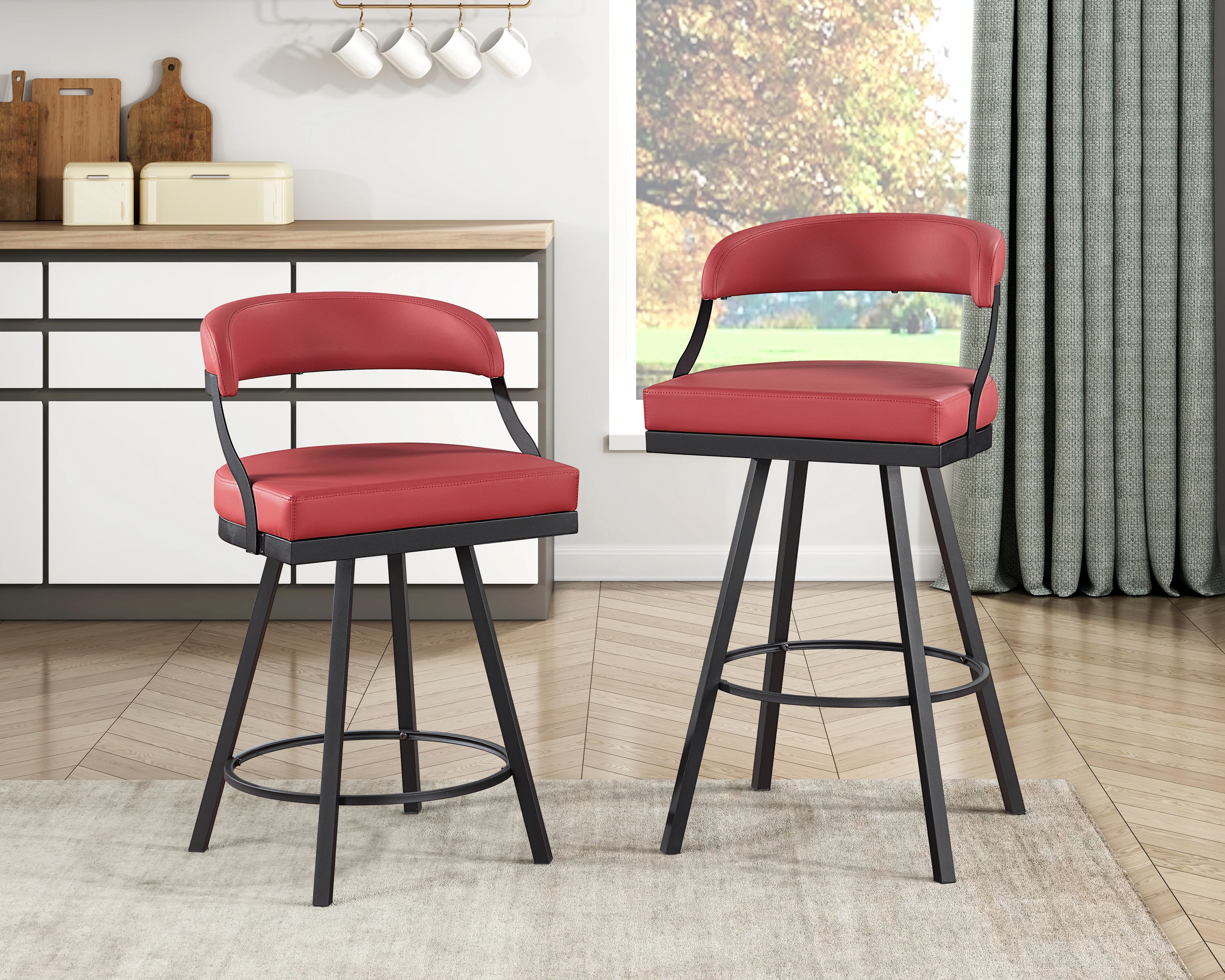Crowley Swivel Pub Height Chair in Black/Red - 5565-29RD - Image 6