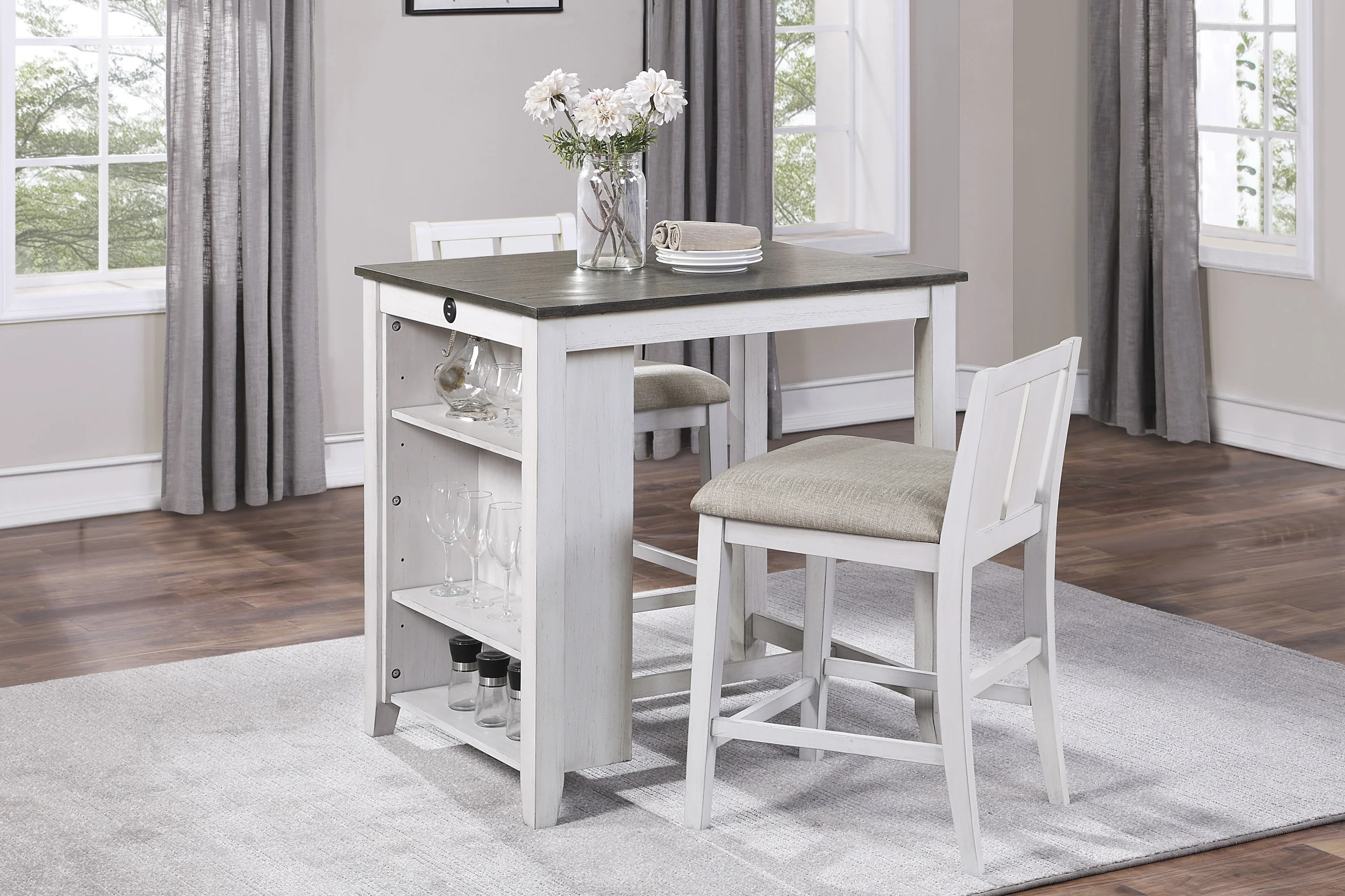 Daye 3-Piece Pack Counter Height Set in Cherry/White/Gray - 5773WH-32 - Image 2