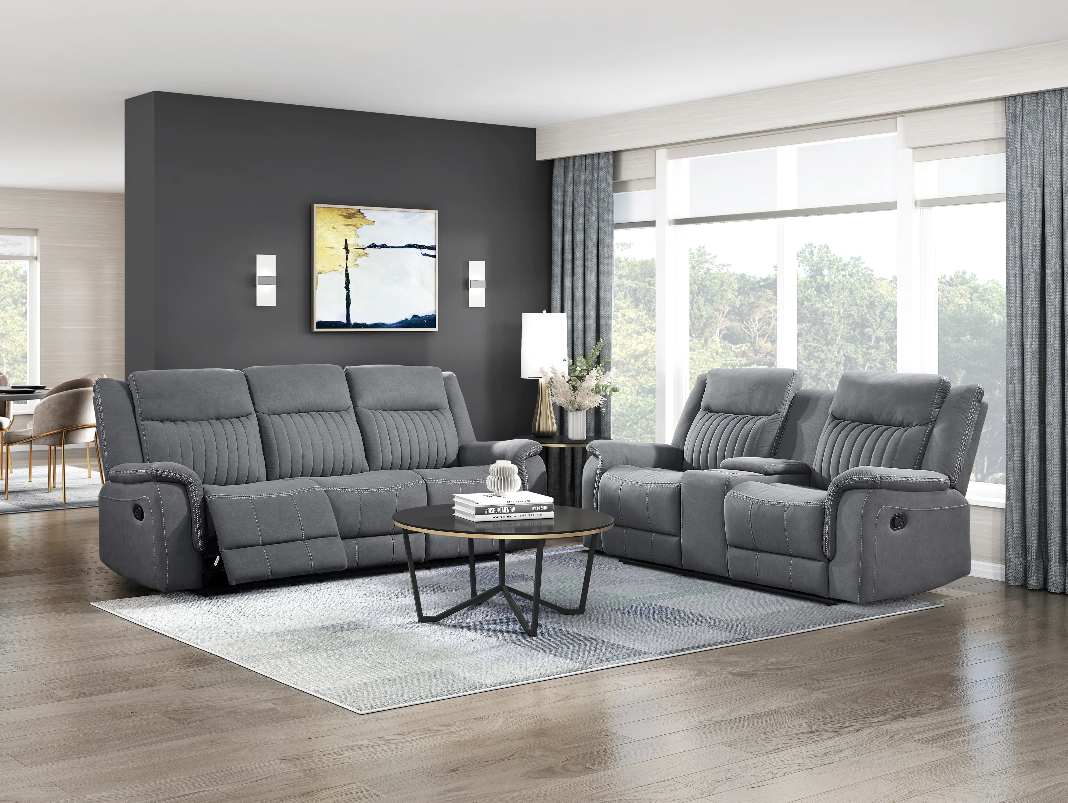 Dean Double Reclining Sofa in Gray - 9646GY-3 - Image 5