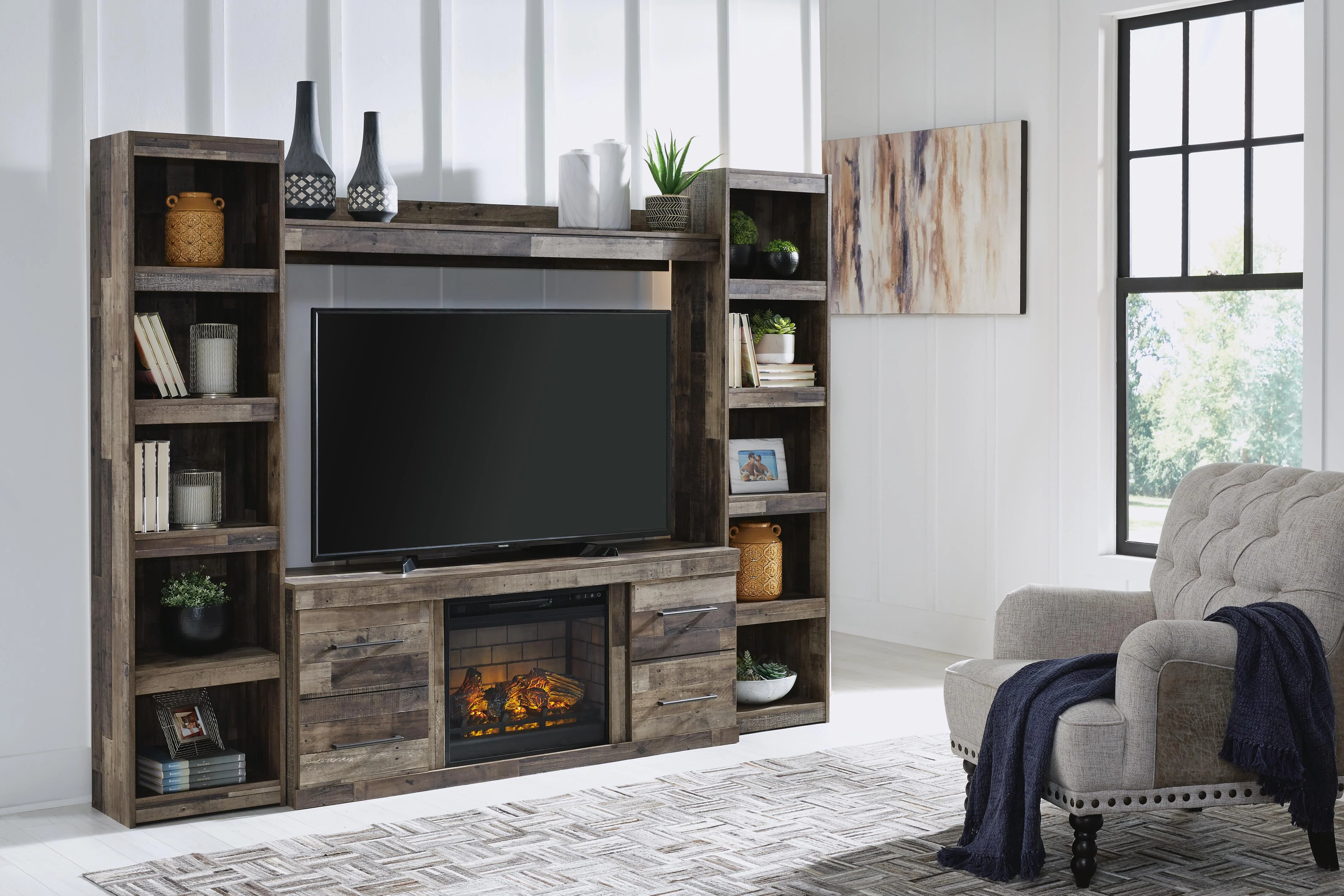 Derekson 4-Piece Entertainment Center with Electric Fireplace - Image 2