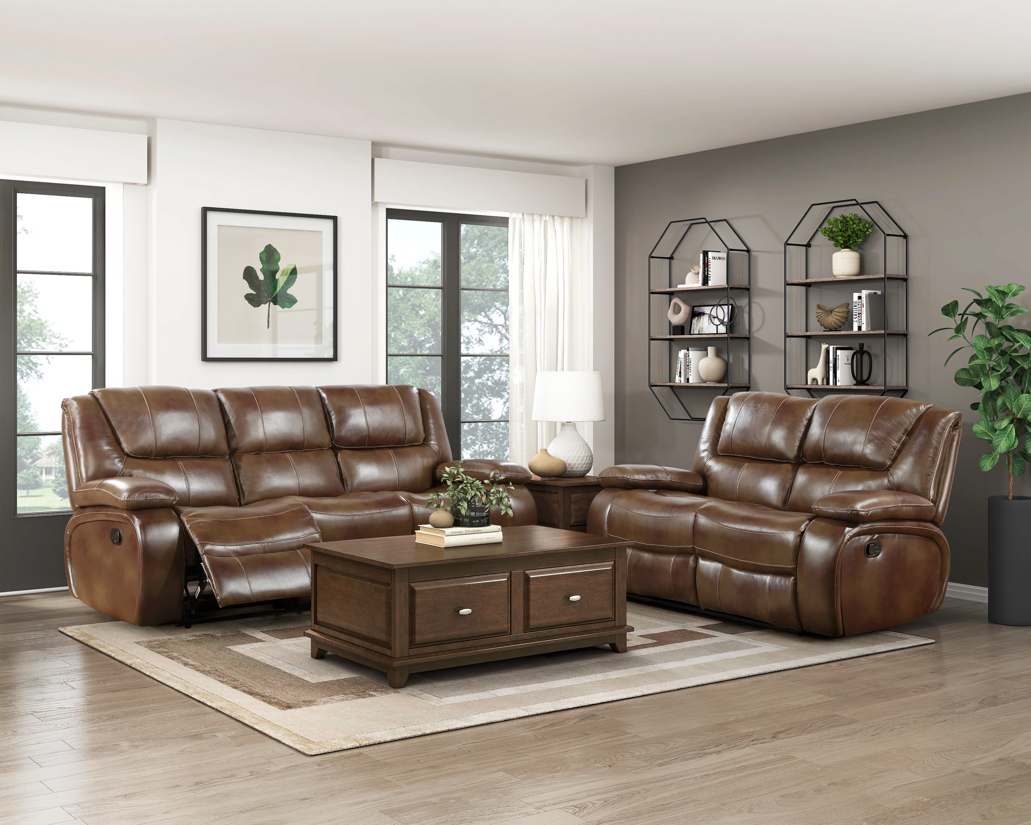 Ellicott Double Reclining Sofa in Brown - 9639BR-3 - Image 5