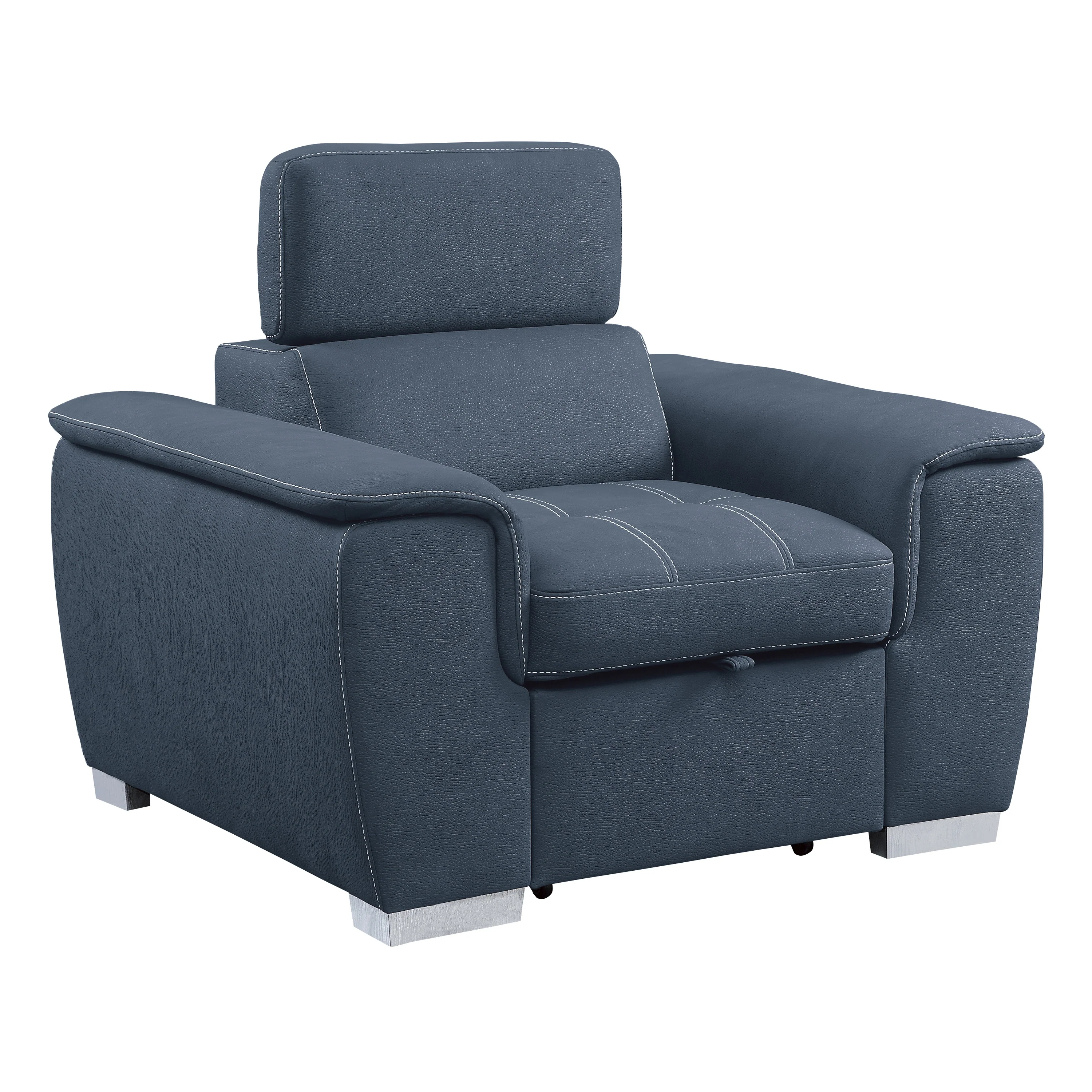 Ferriday Chair with Pull-out Ottoman in Blue - 8228BU-1 - Image 2