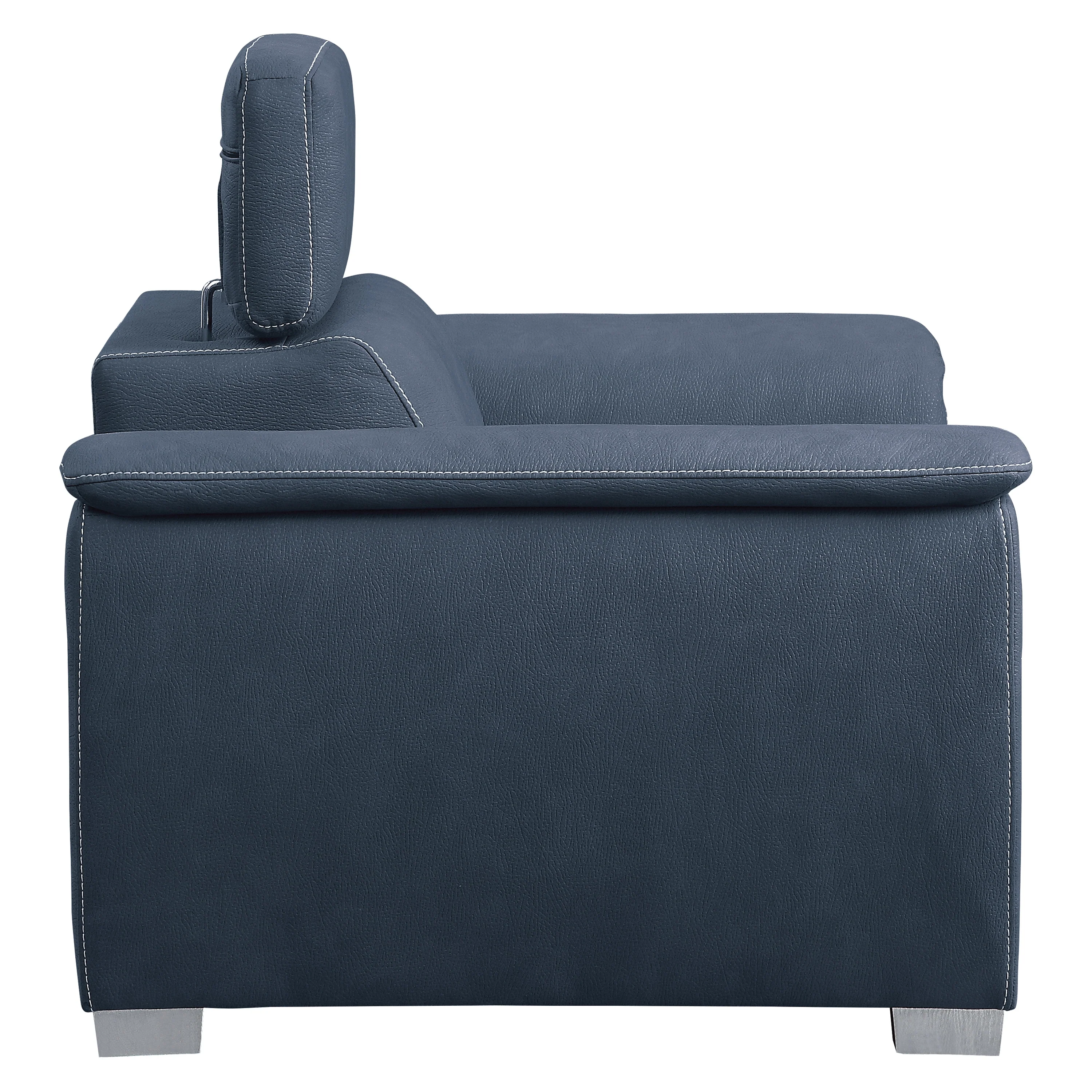 Ferriday Chair with Pull-out Ottoman in Blue - 8228BU-1 - Image 3