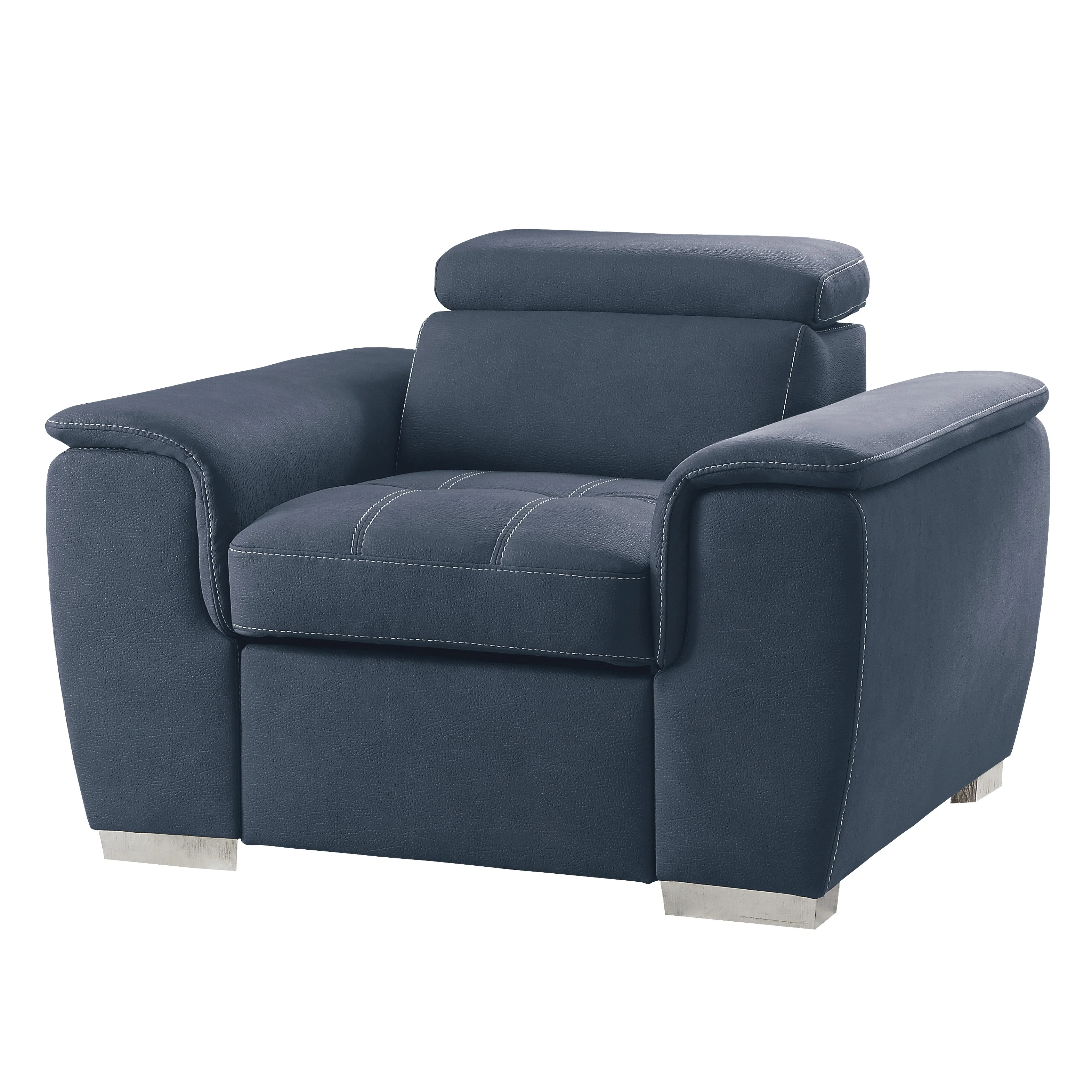 Ferriday Chair with Pull-out Ottoman in Blue - 8228BU-1 - Image 4